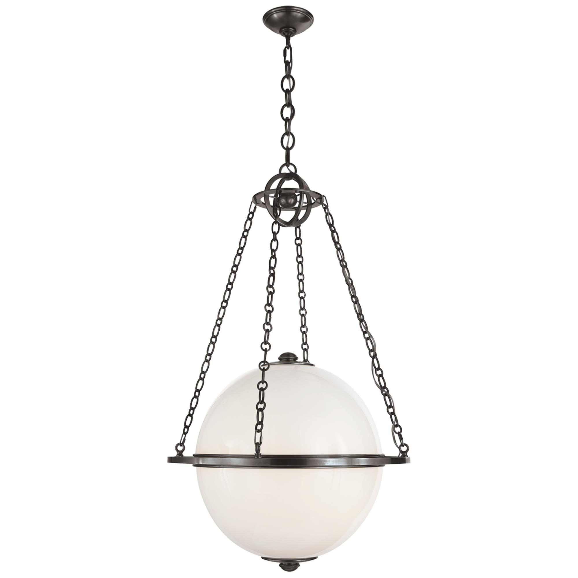 Shown in Bronze finish and White glass