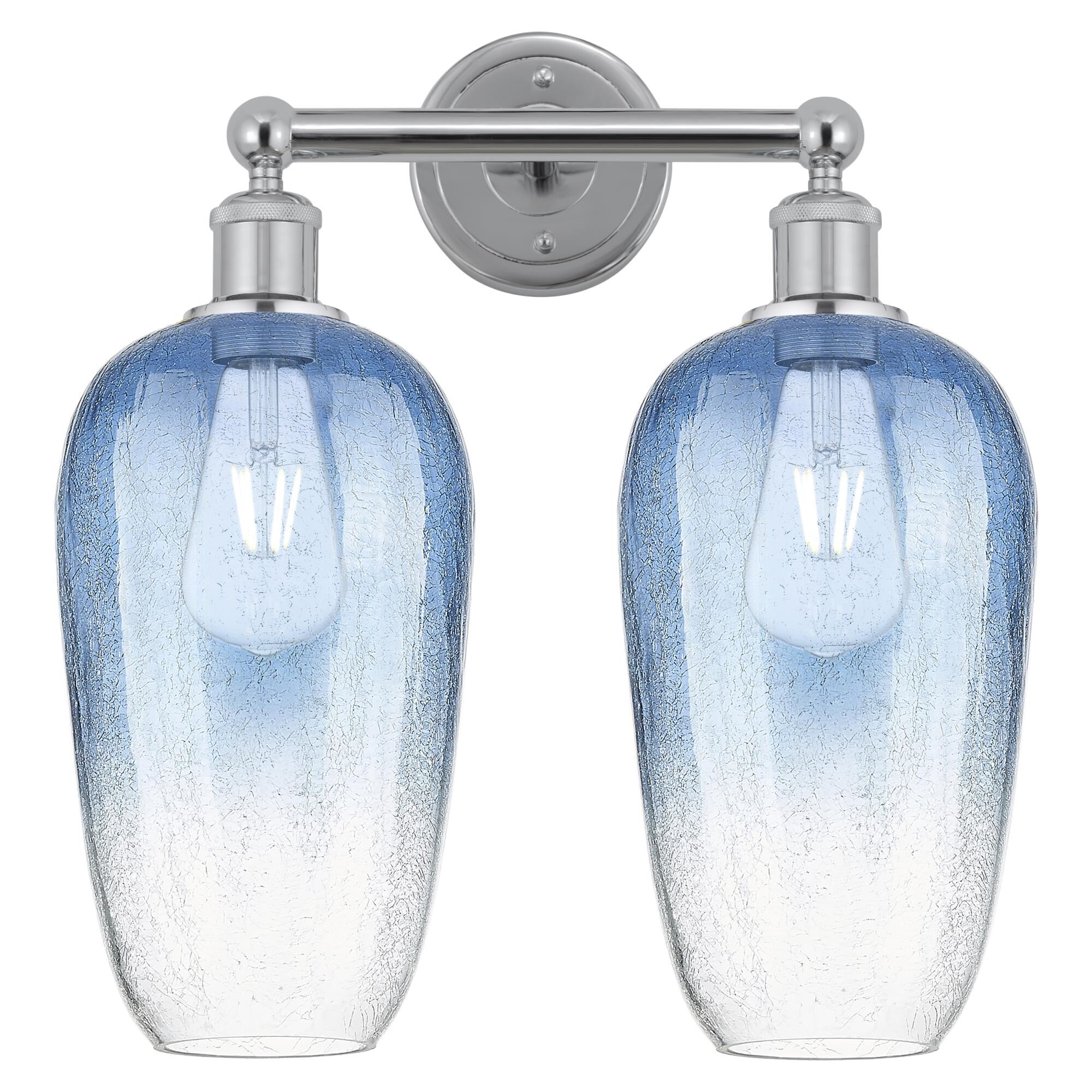 Shown in Polished Chrome finish and Sapphire Blue glass