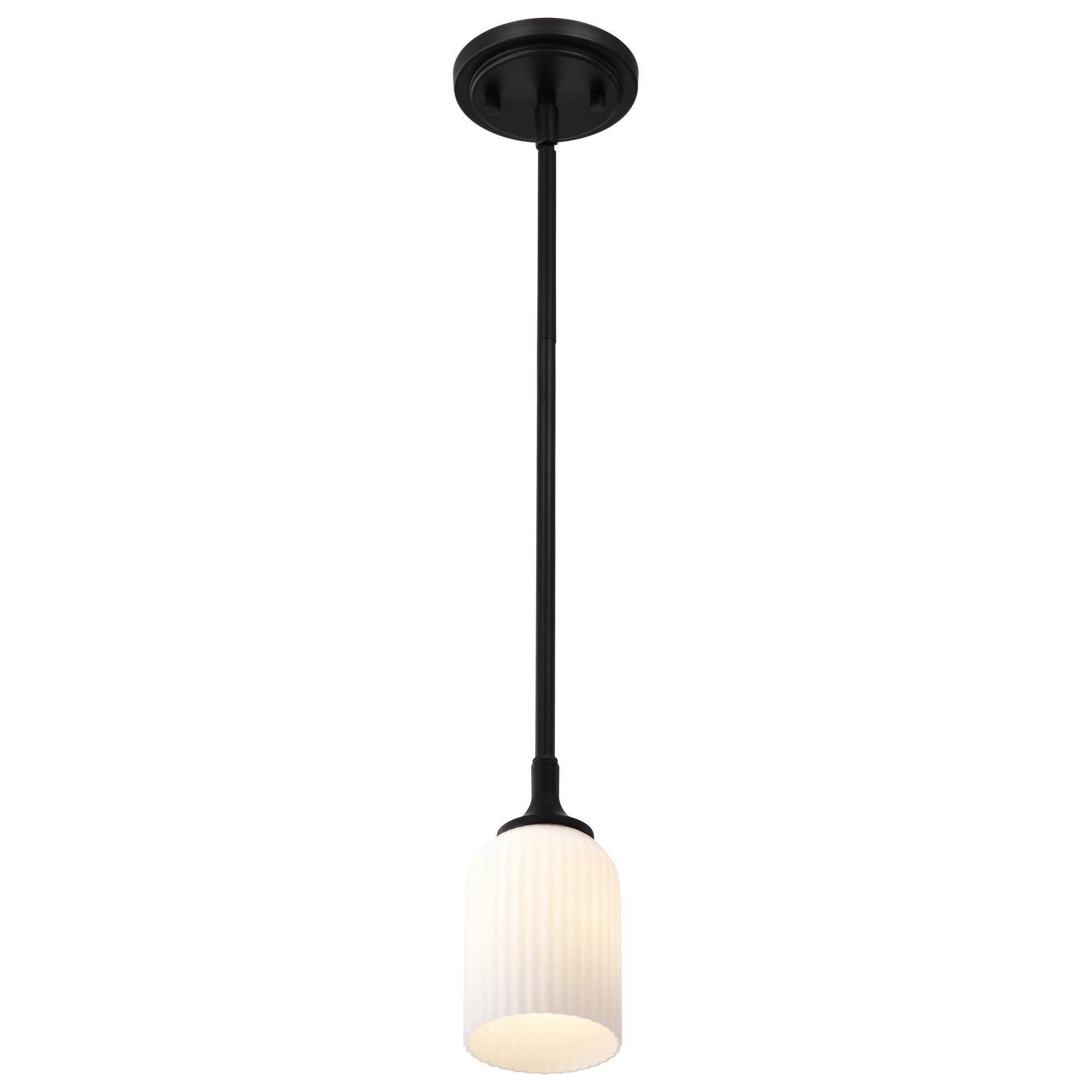 Shown in Matte Black finish and Frosted Ribbed glass