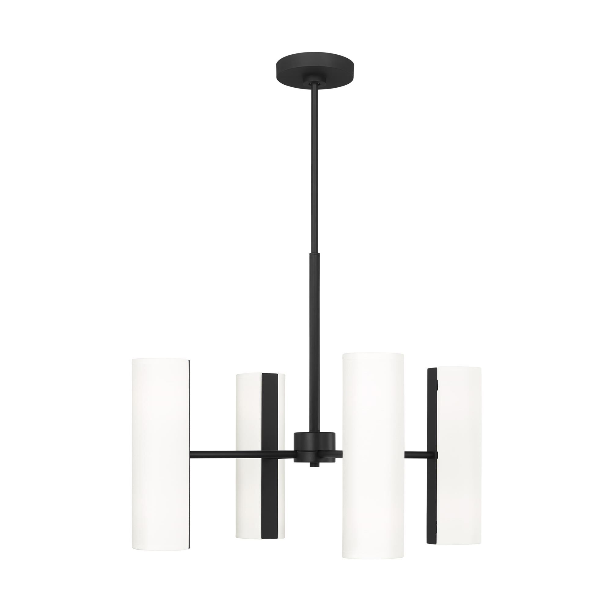 Shown in Midnight Black finish and White Linen Fabric s shade