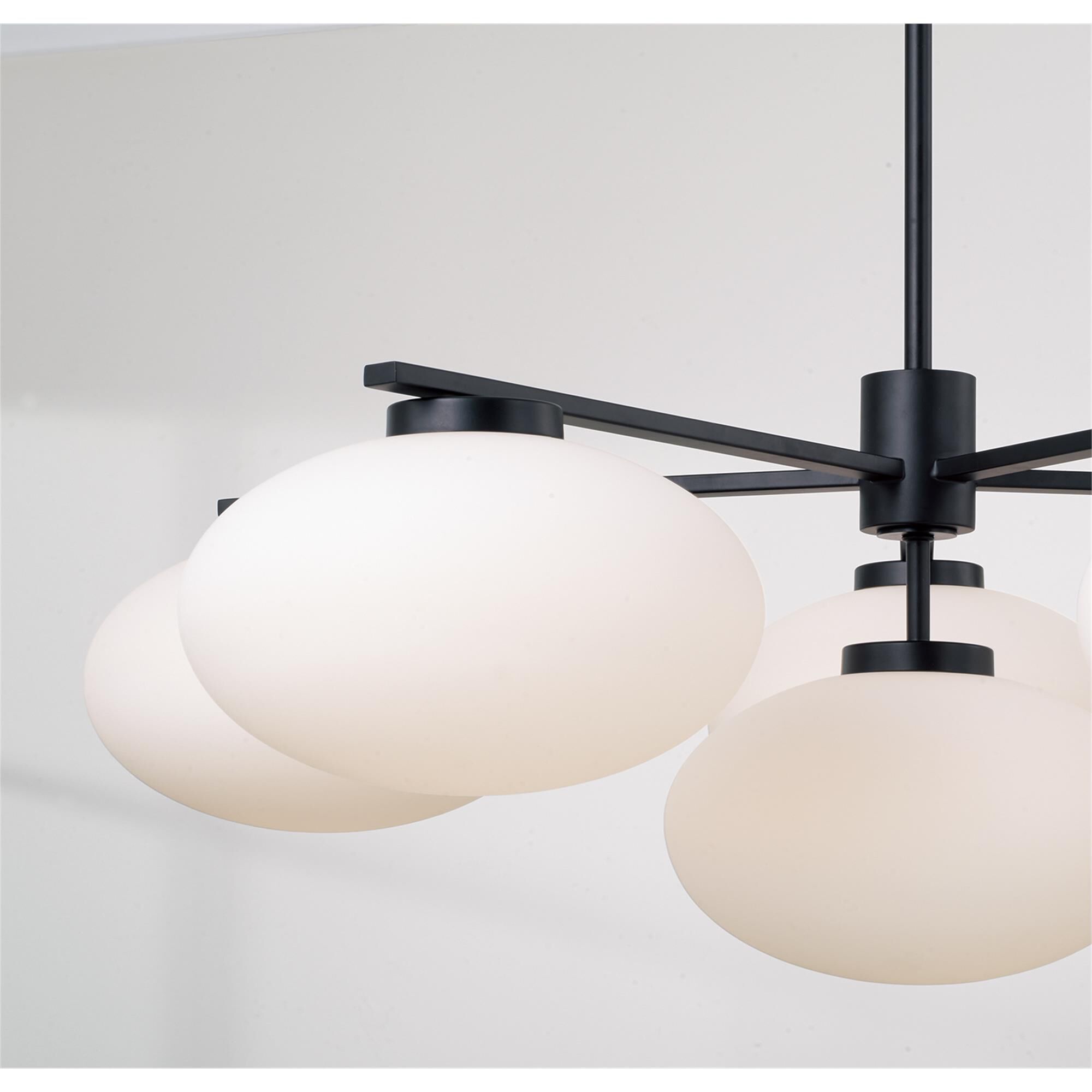 Shown in Matte Black finish and Soft White glass