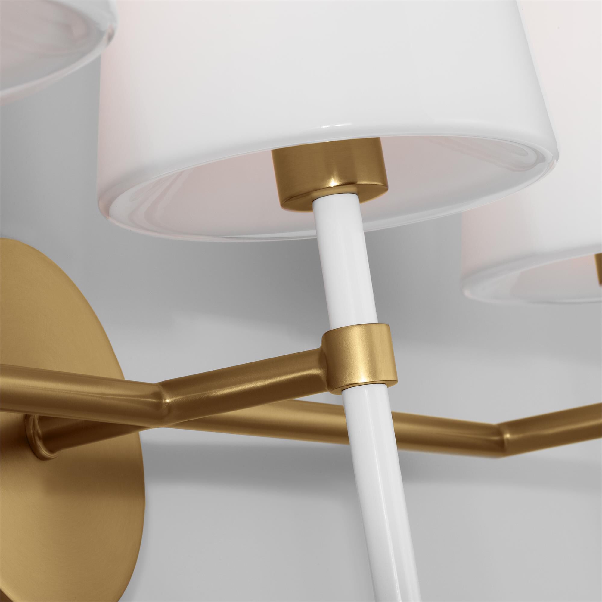 Shown in Burnished Brass finish and Milk White glass