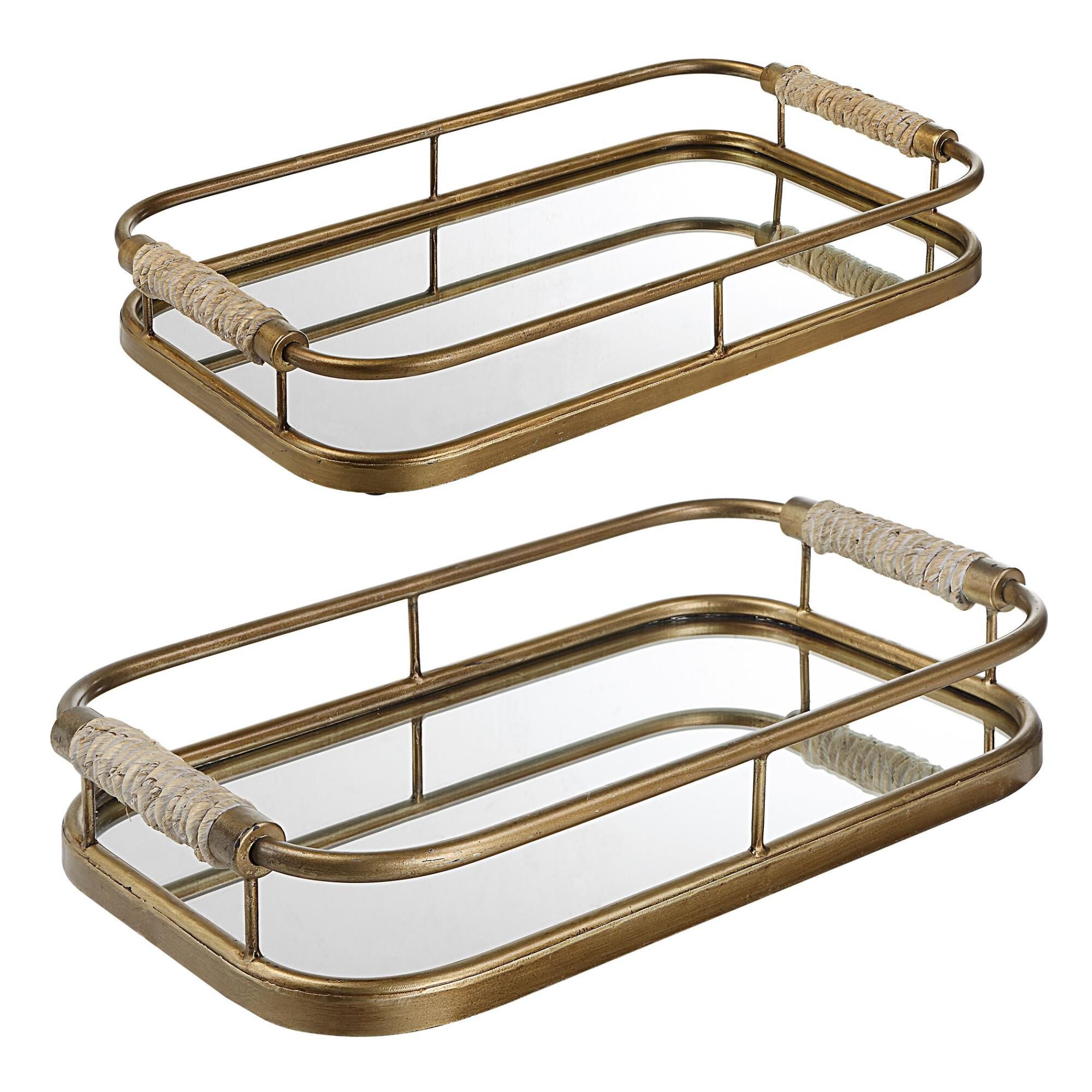 Uttermost Rosea Brushed Gold Trays, S/2 Tray by Uttermost