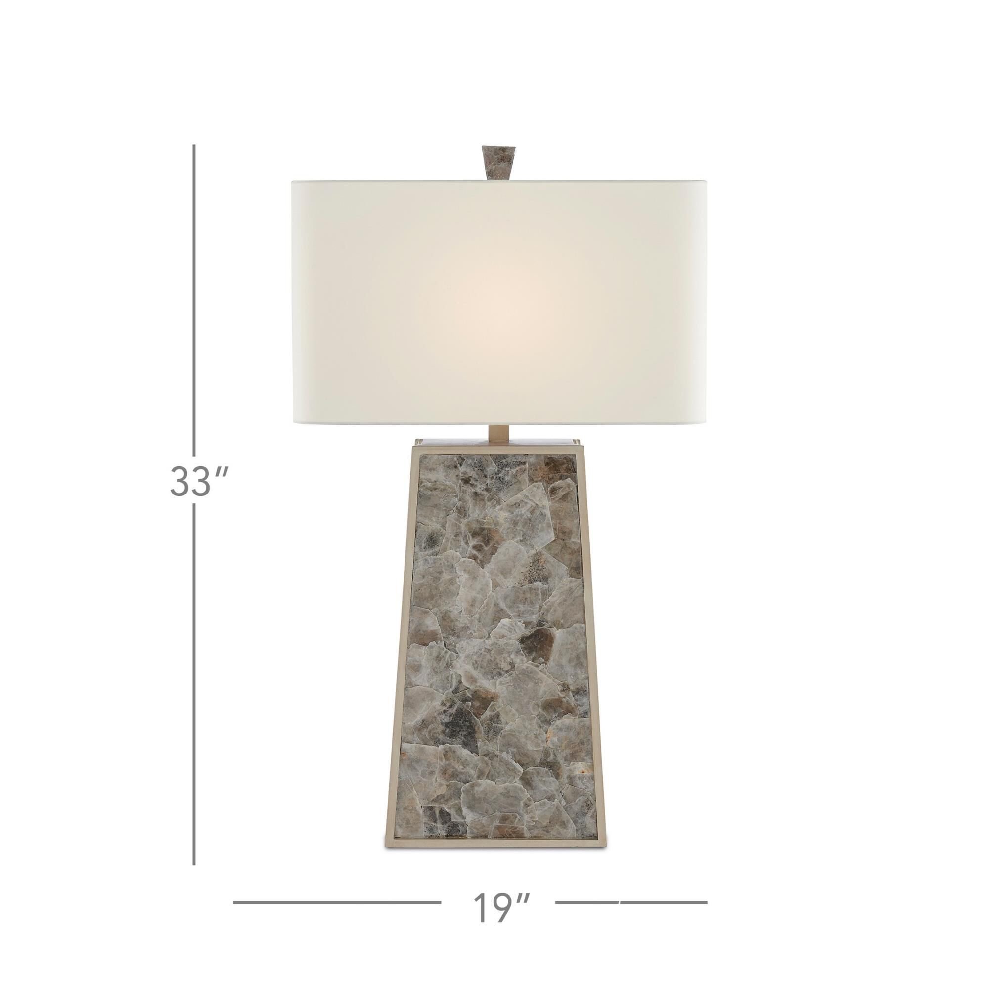 Shown in Light Mica - Silver Leaf finish and Off White Shantung shade