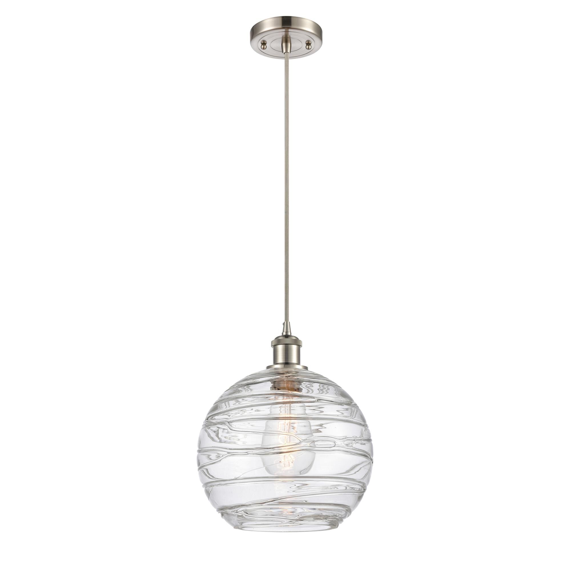 Shown in Brushed Satin Nickel finish and Sphere glass and Glass shade