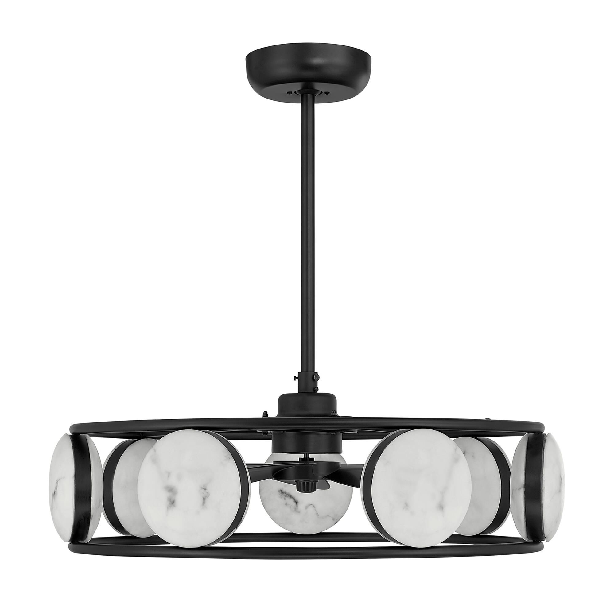 Shown in Matte Black finish and Faux Alabaster glass