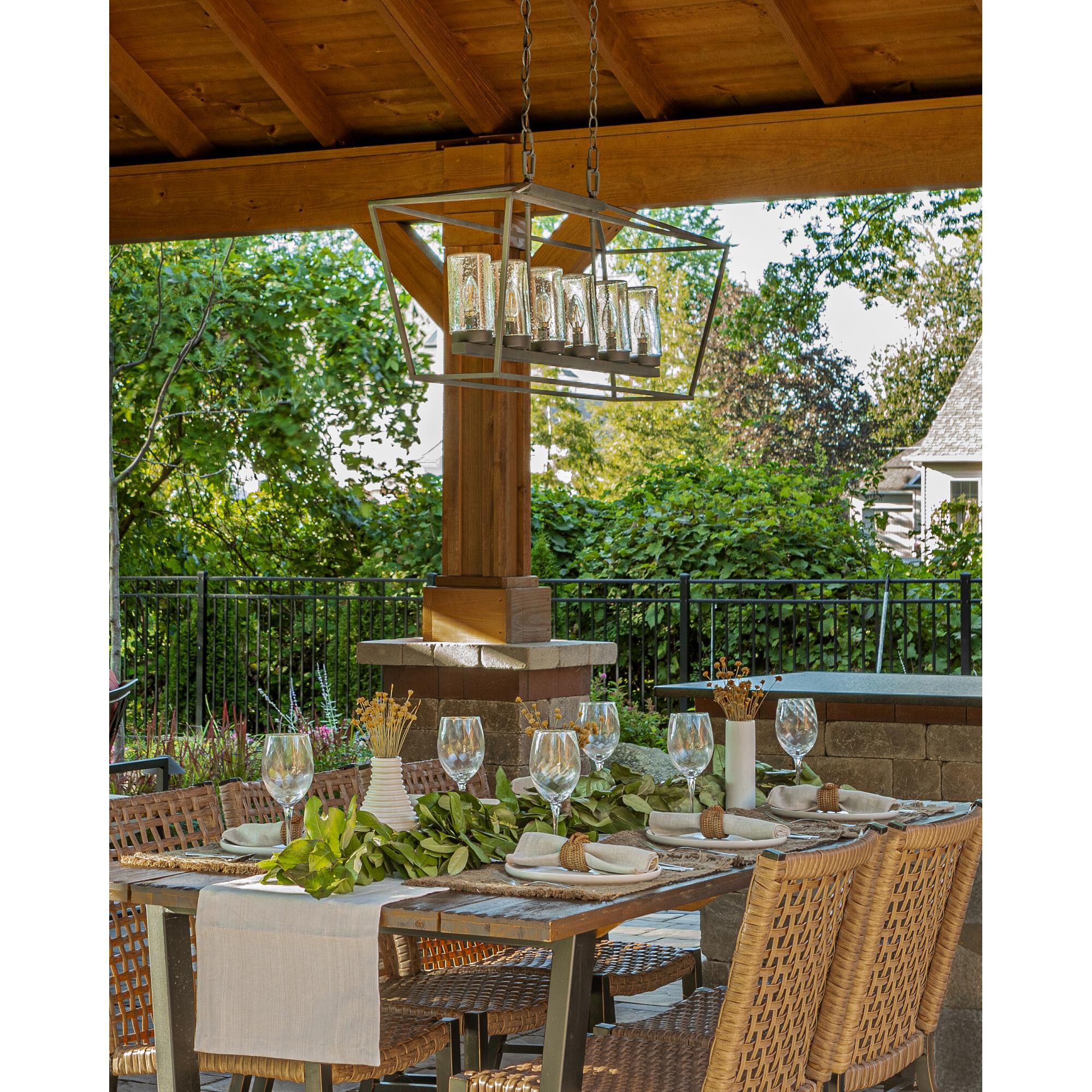 Shown in Oil Rubbed Bronze finish and Clear Seedy glass