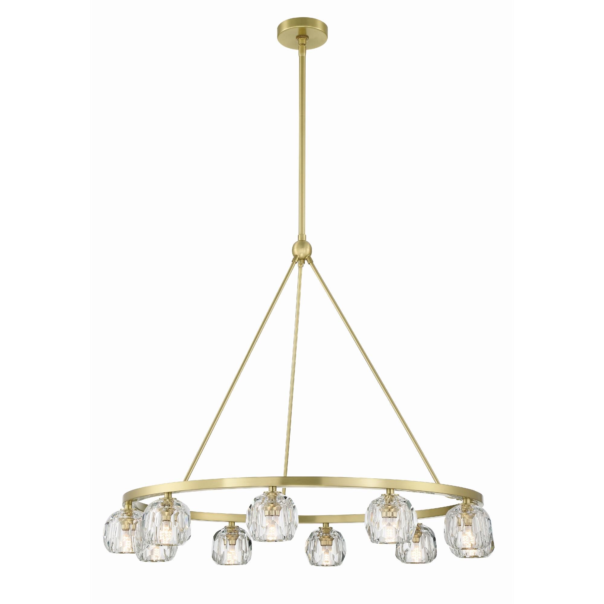 Shown in Soft Brass finish and Faceted Cut crystal and Crystal glass and Crystal shade