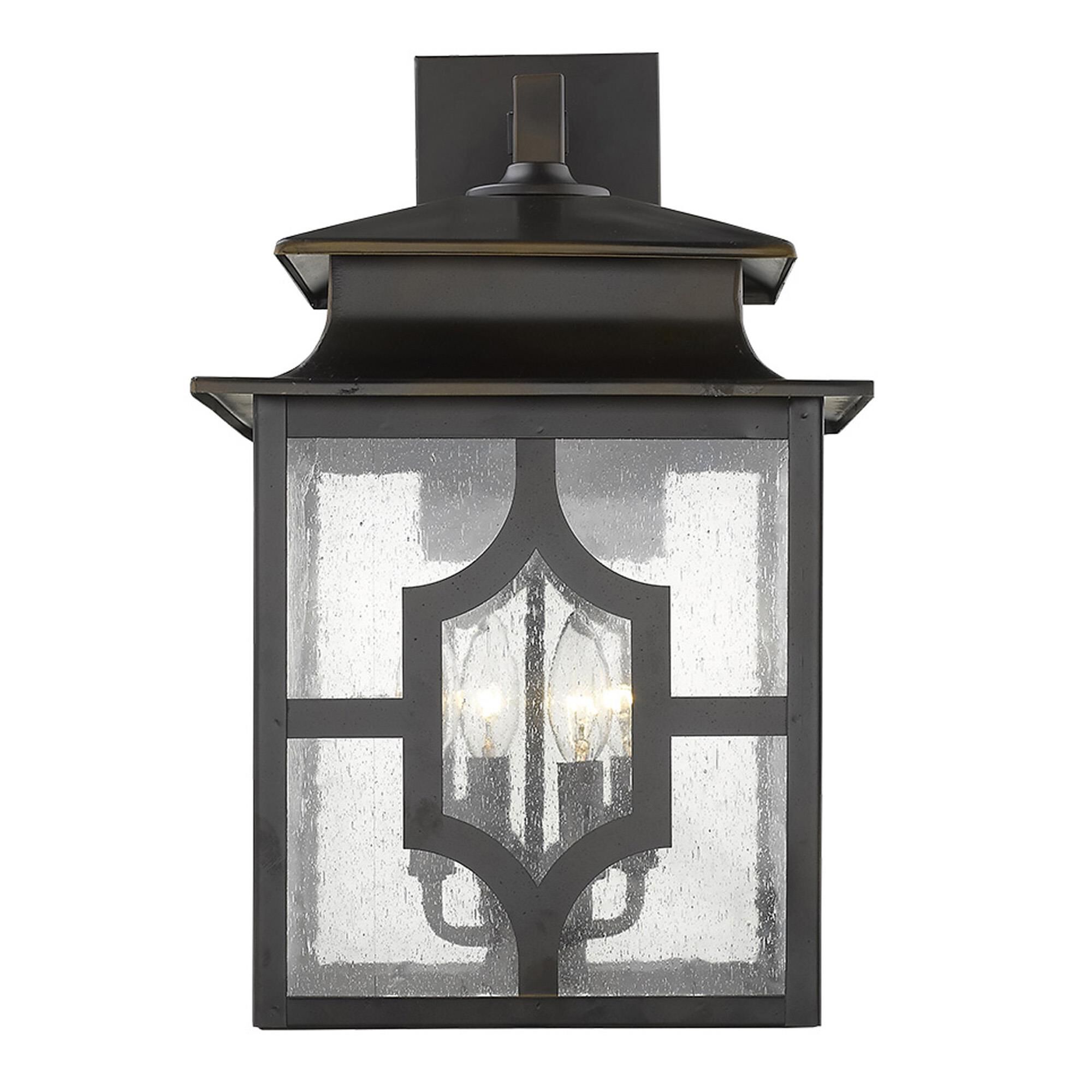 Shown in Oil-Rubbed Bronze finish and Clear glass and Clear, Seedy Glass Panes shade