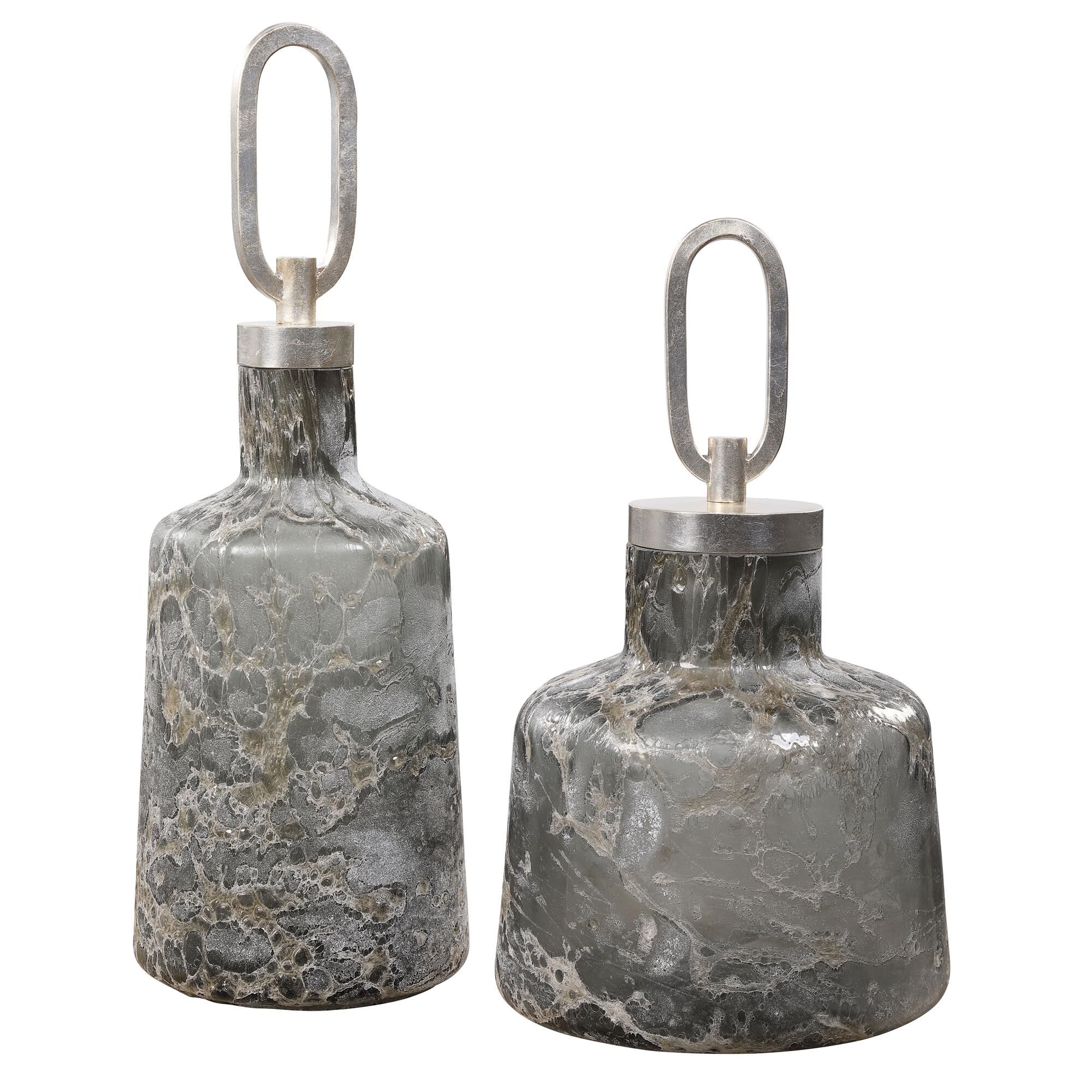 Uttermost Storm Art Glass Bottles, S/2 Decorative Bottle-Canister by Uttermost