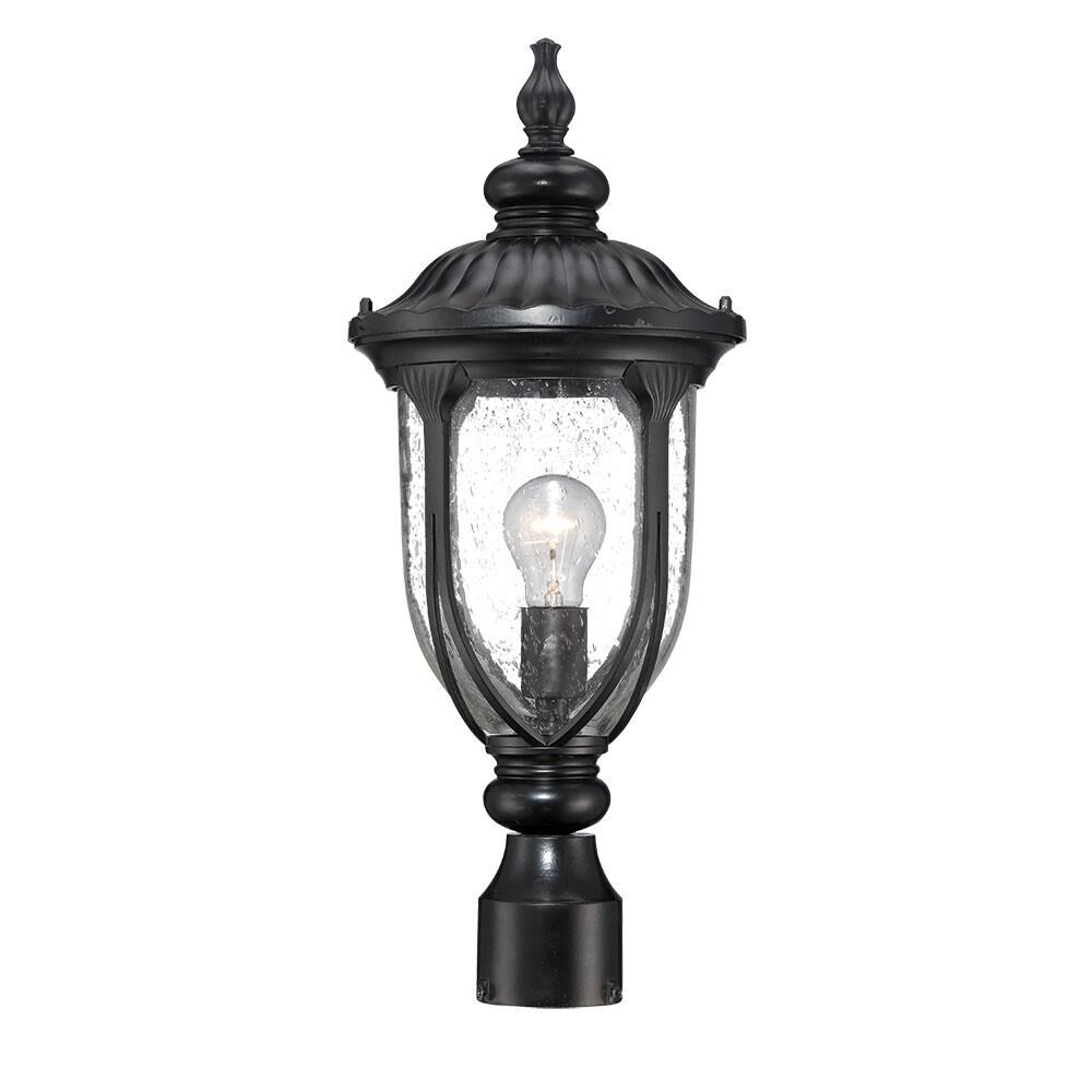 Shown in Matte Black finish and Clear glass and Clear Seeded Bell Shaped Glass shade