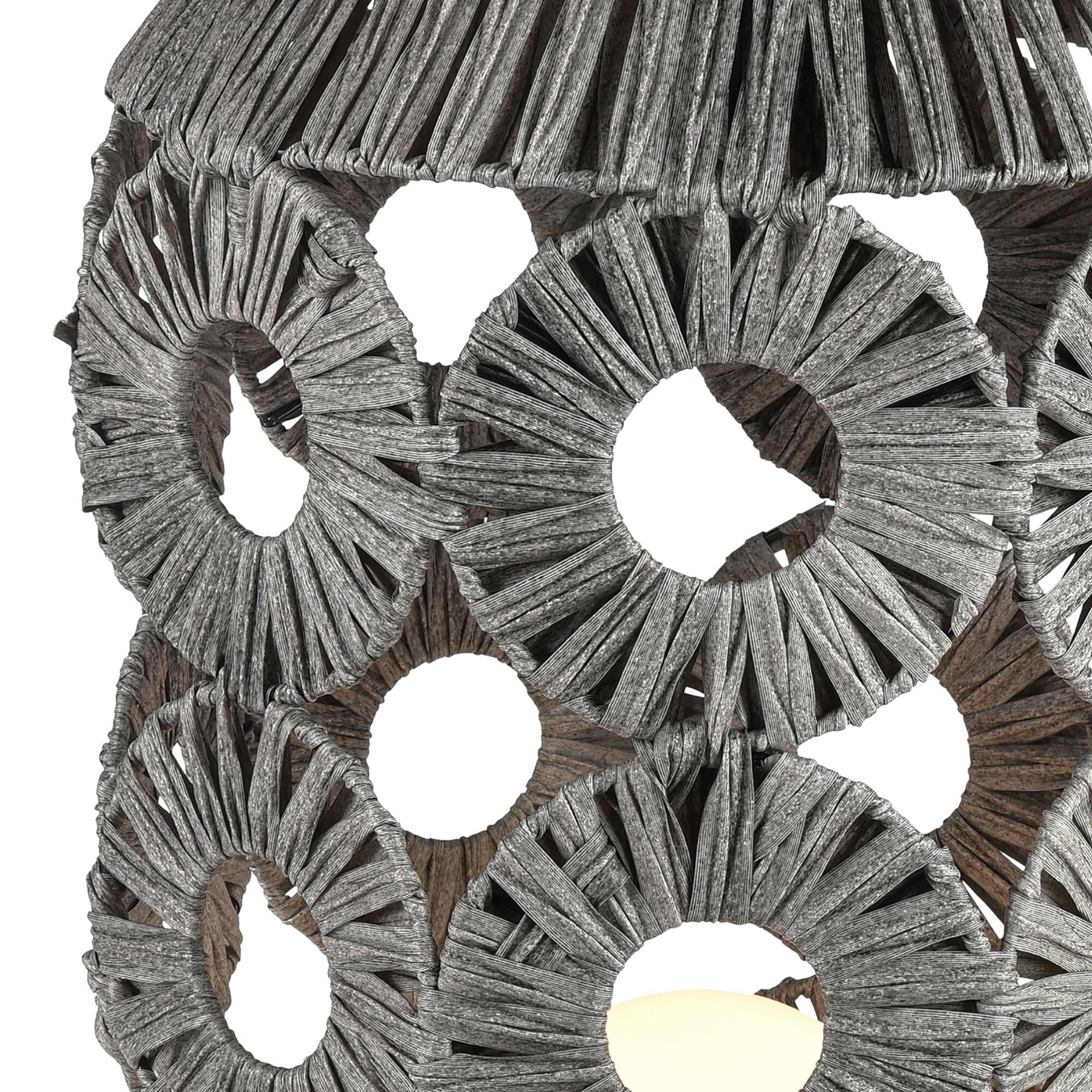 Shown in Gray finish and Pu Rattan Gray Shade glass and Pu Rattan Gray shade