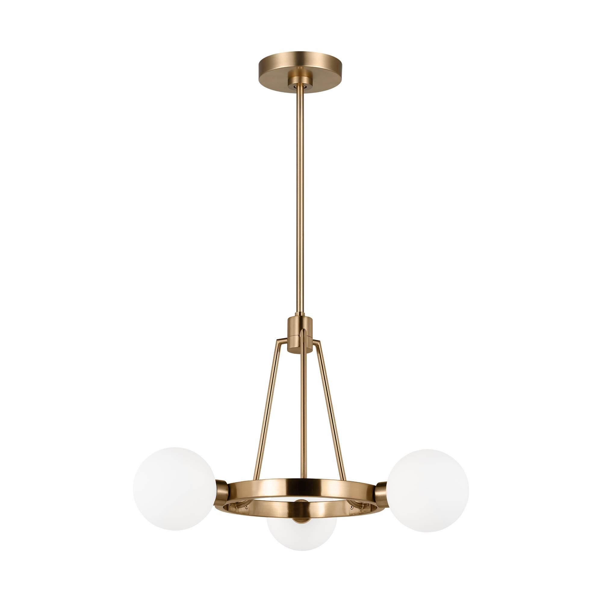Shown in Satin Brass finish and Milk glass and Milk Glass s shade