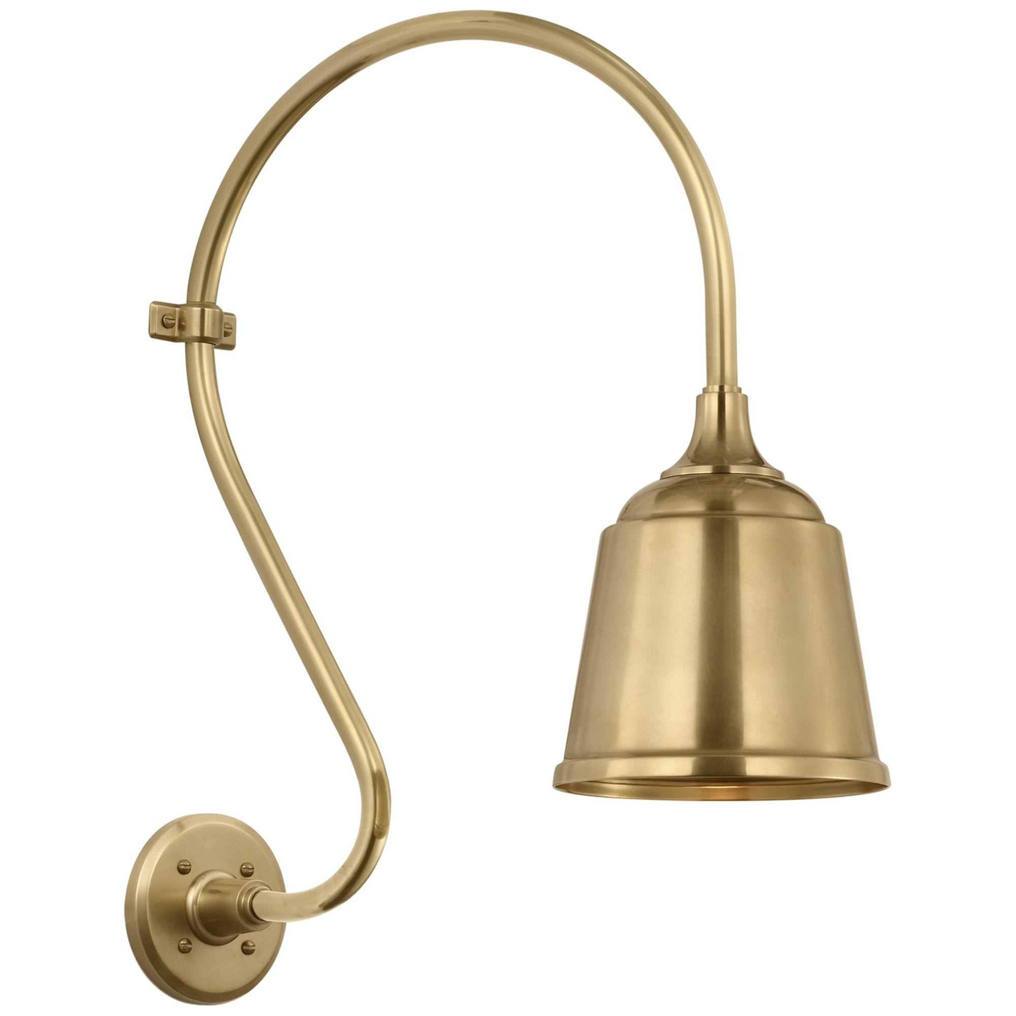 Shown in Hand-Rubbed Antique Brass finish and Gold shade