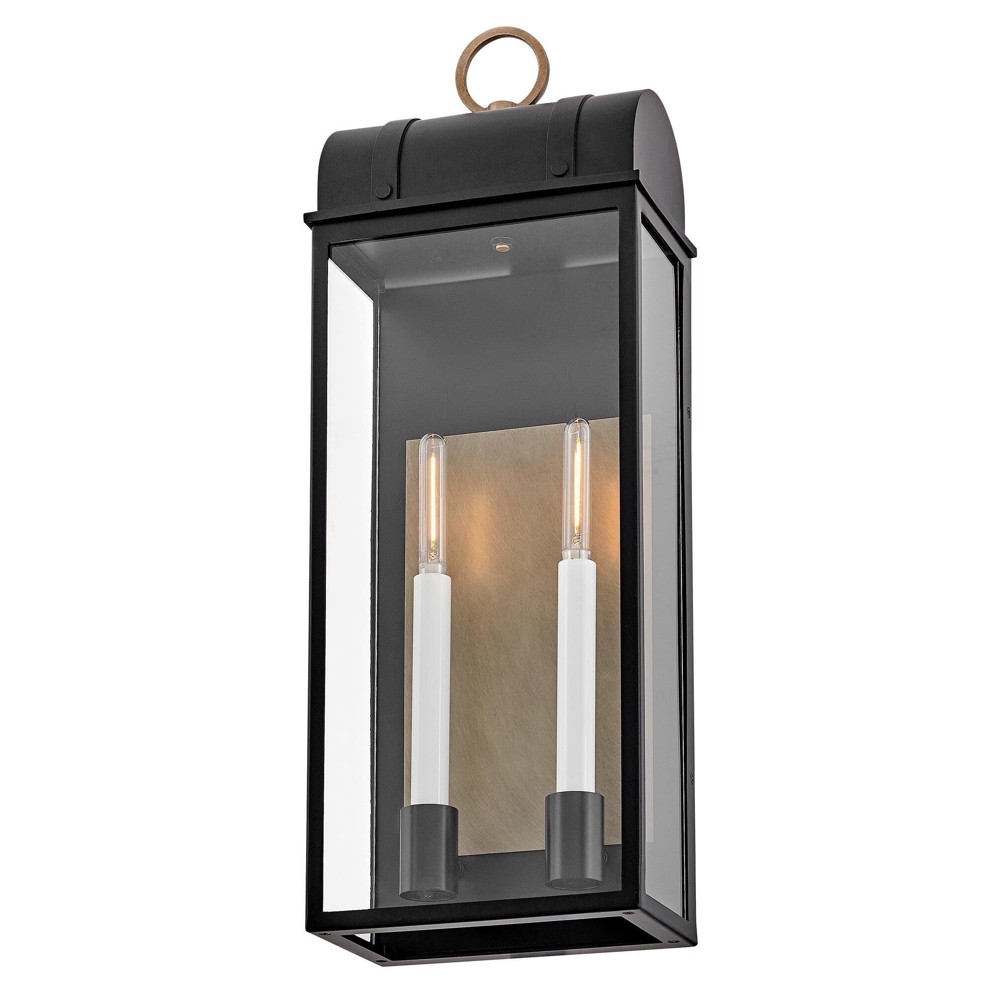 Shown in Black finish and Clear glass and Burnished Bronze accent