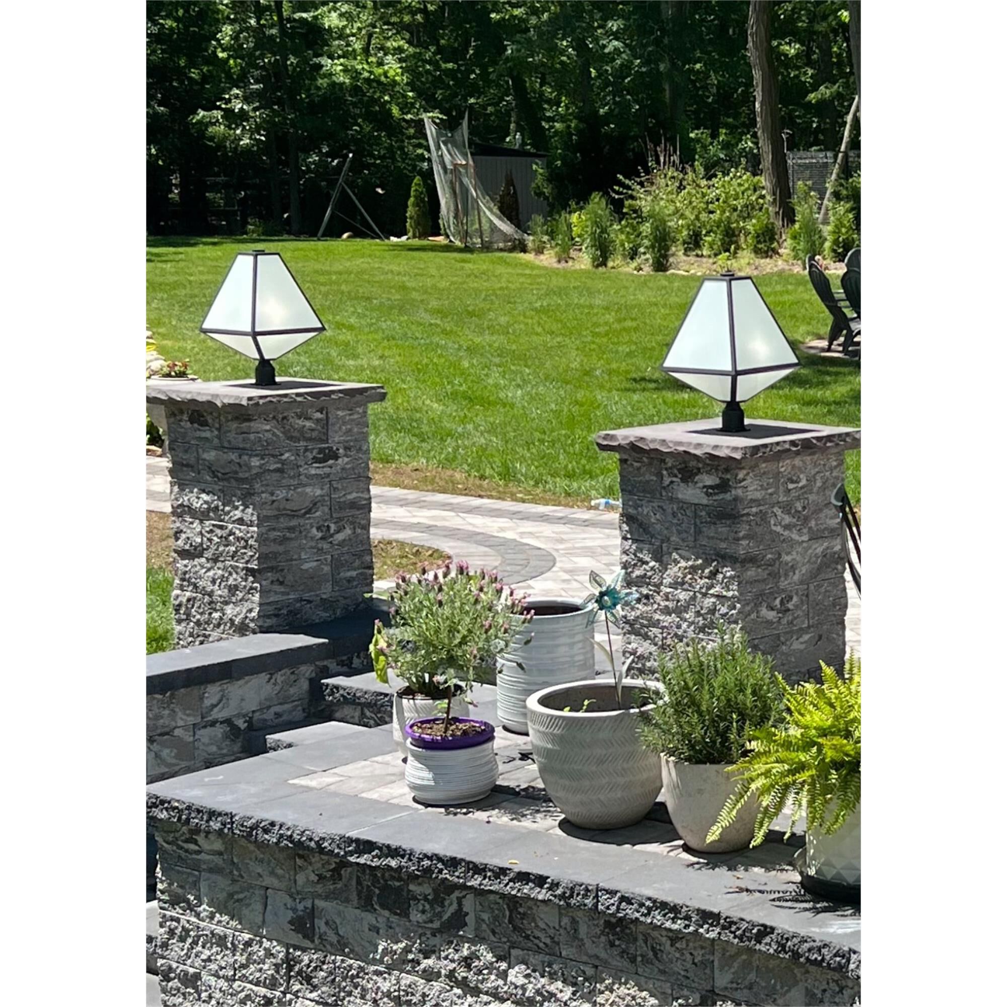 Shown in Black Charcoal finish and White Opal glass