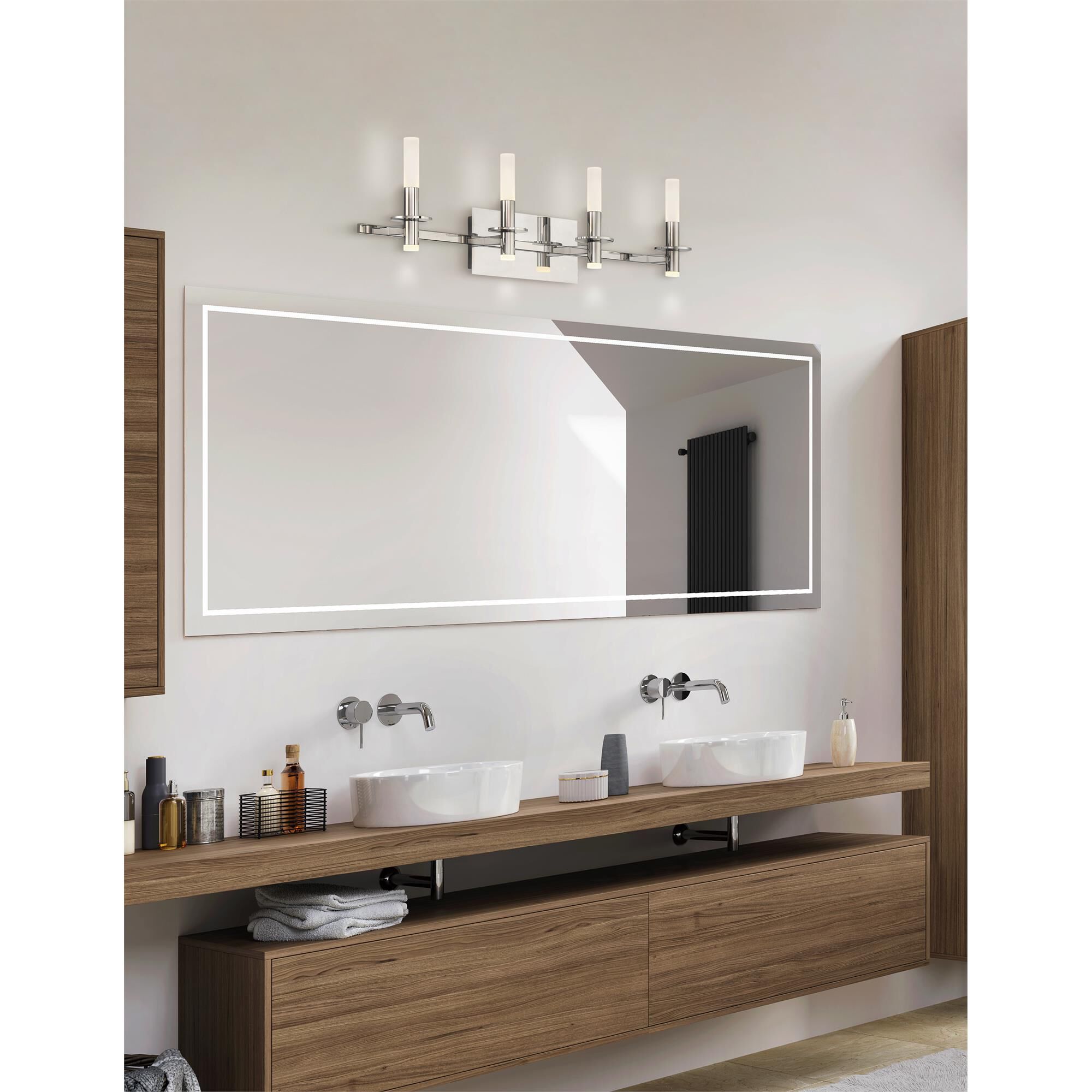 Shown in Polished Nickel finish and Frosted White Acrylic glass