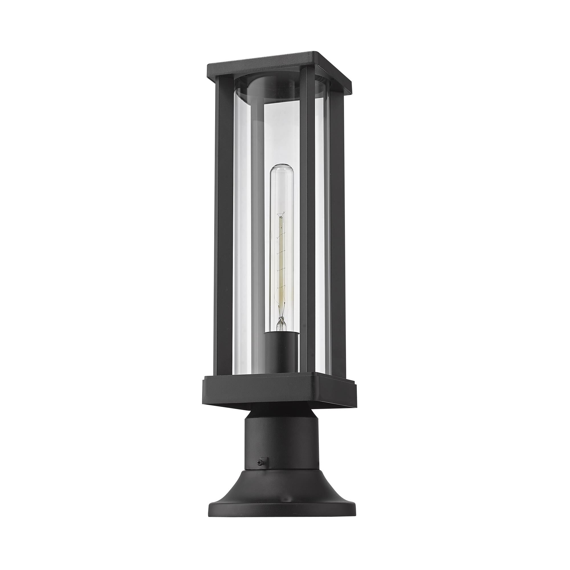 Shown in Black finish and Glass shade