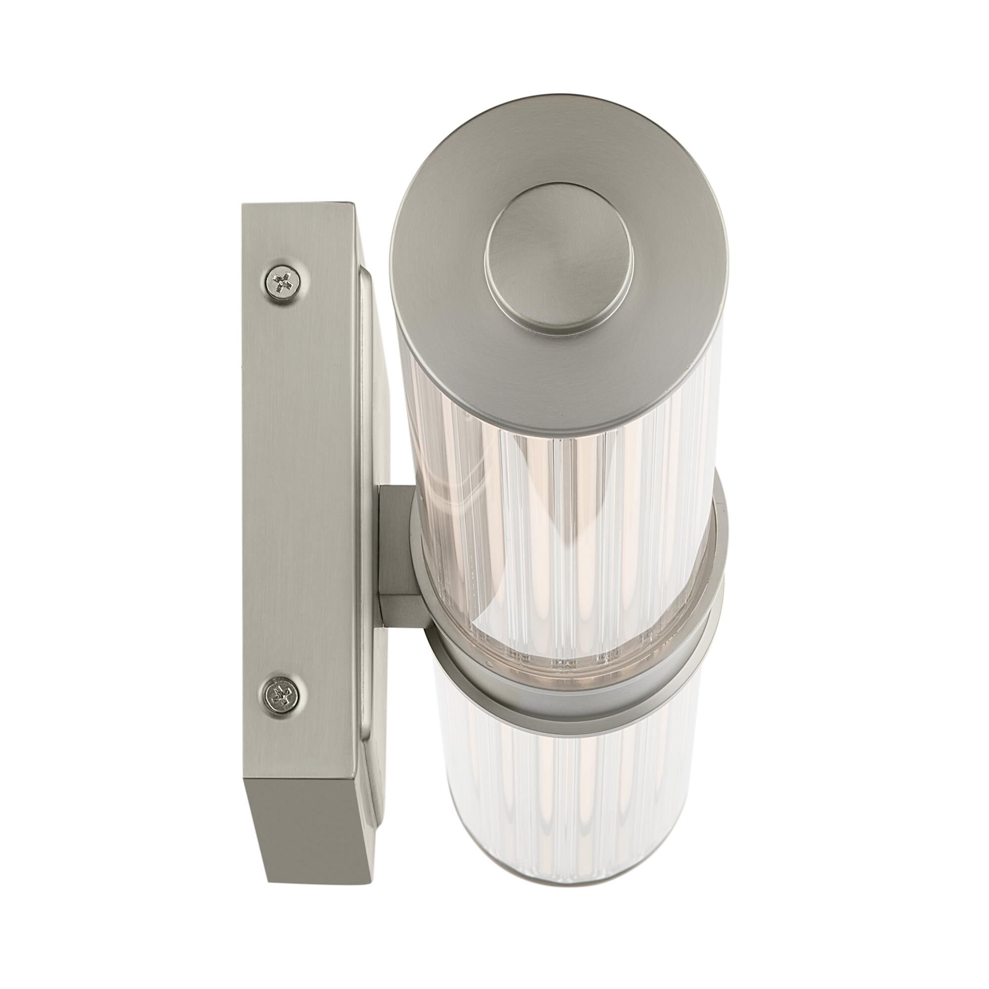 Shown in Brushed Nickel finish and Clear Fluted glass