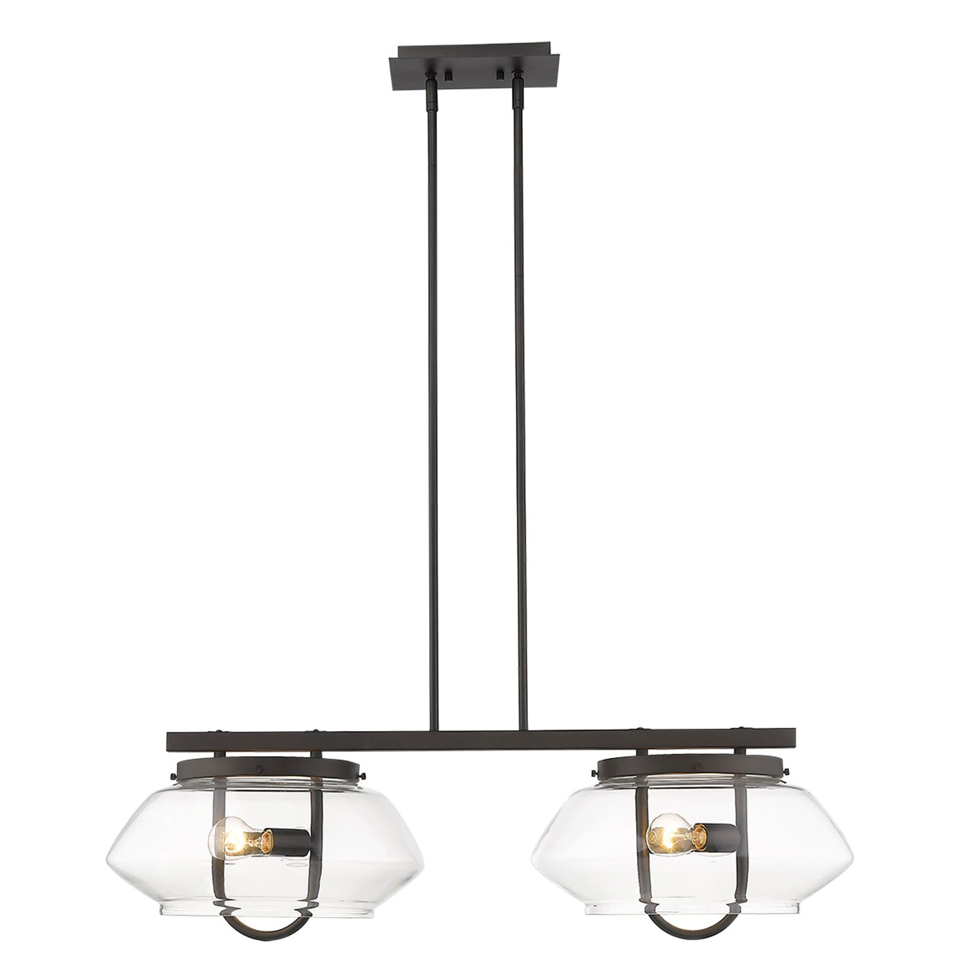 Shown in Oil-Rubbed Bronze finish and Clear glass and Clear Glass Drum shade