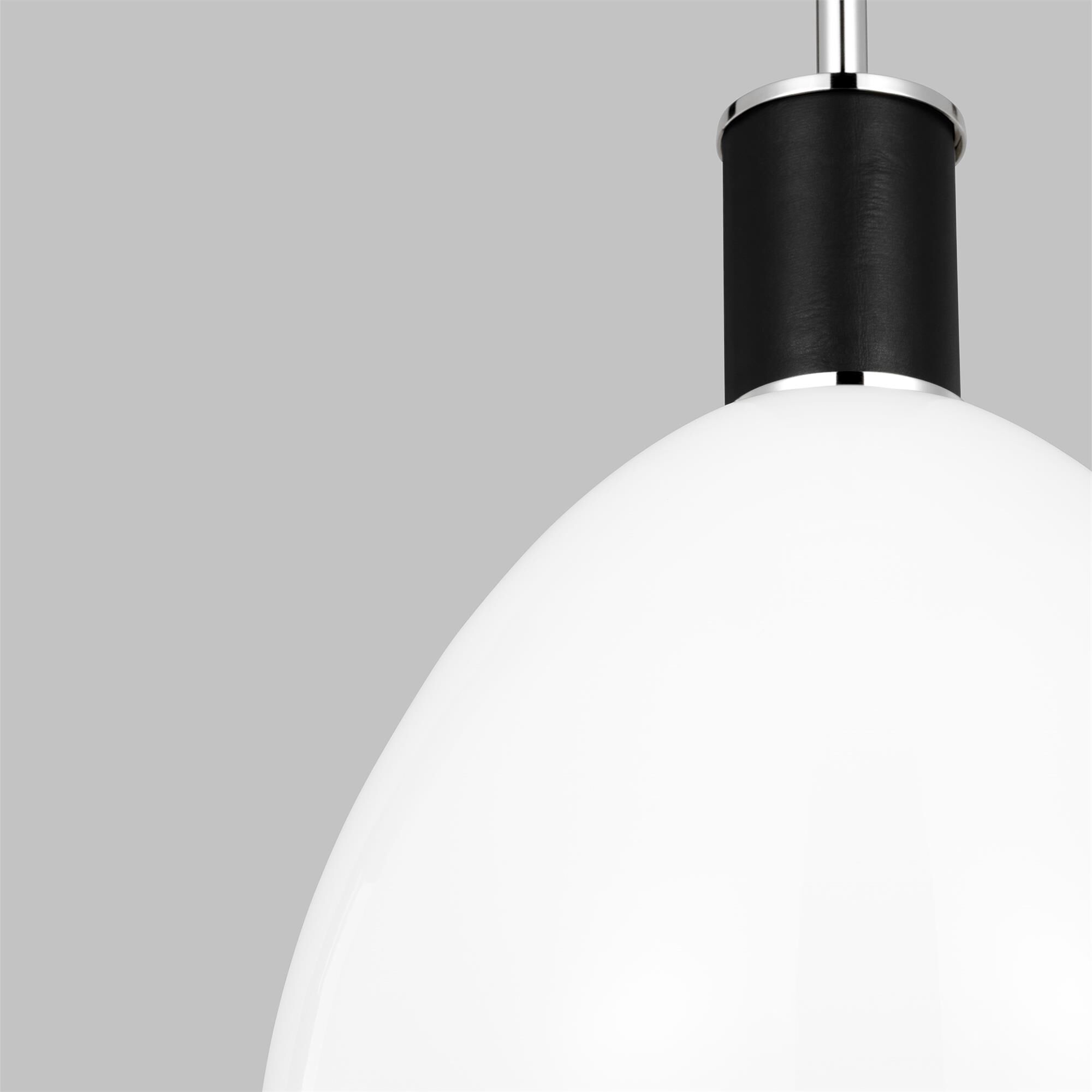 Shown in Polished Nickel finish and Milk White glass