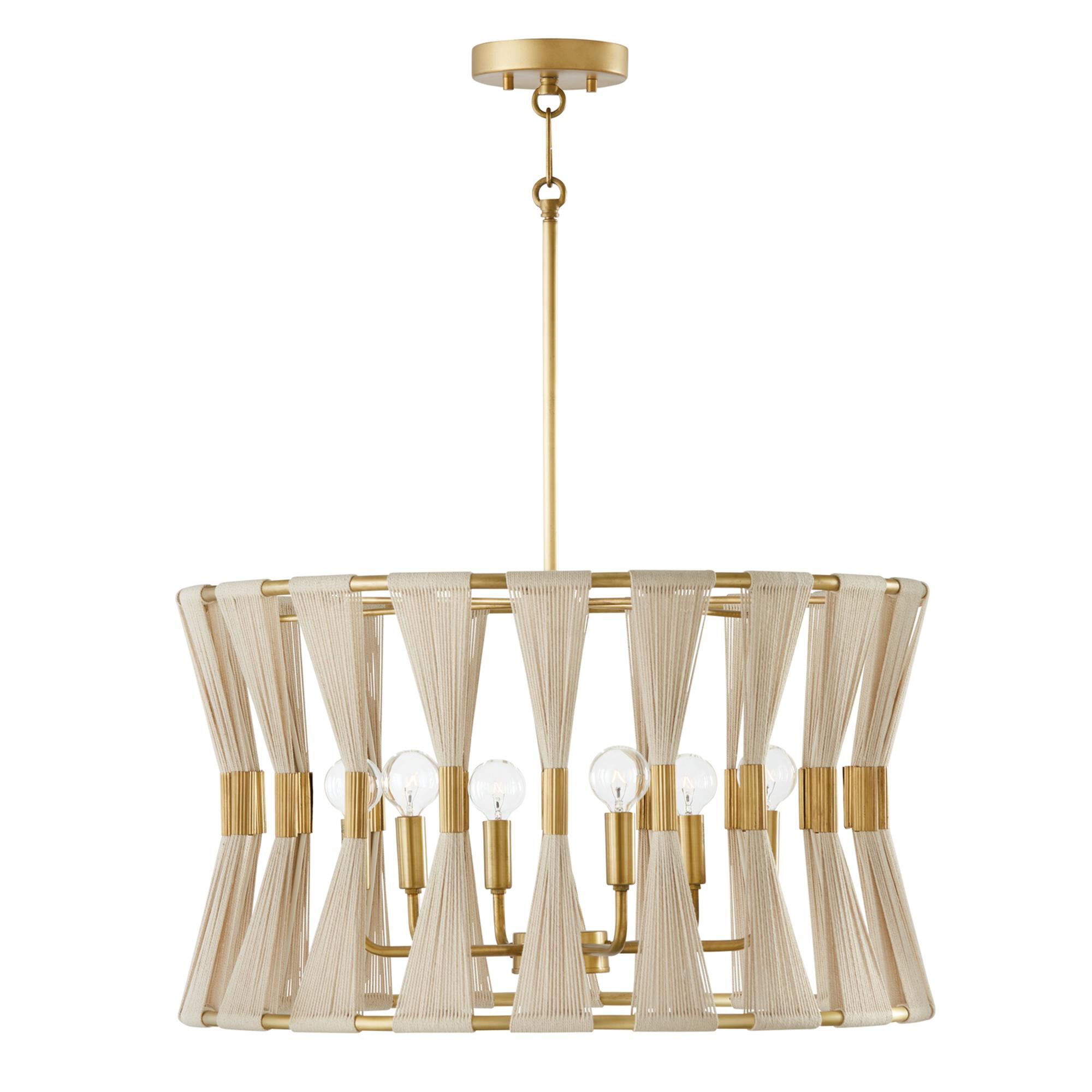 Shown in Bleached Natural Rope And Patinaed Brass finish