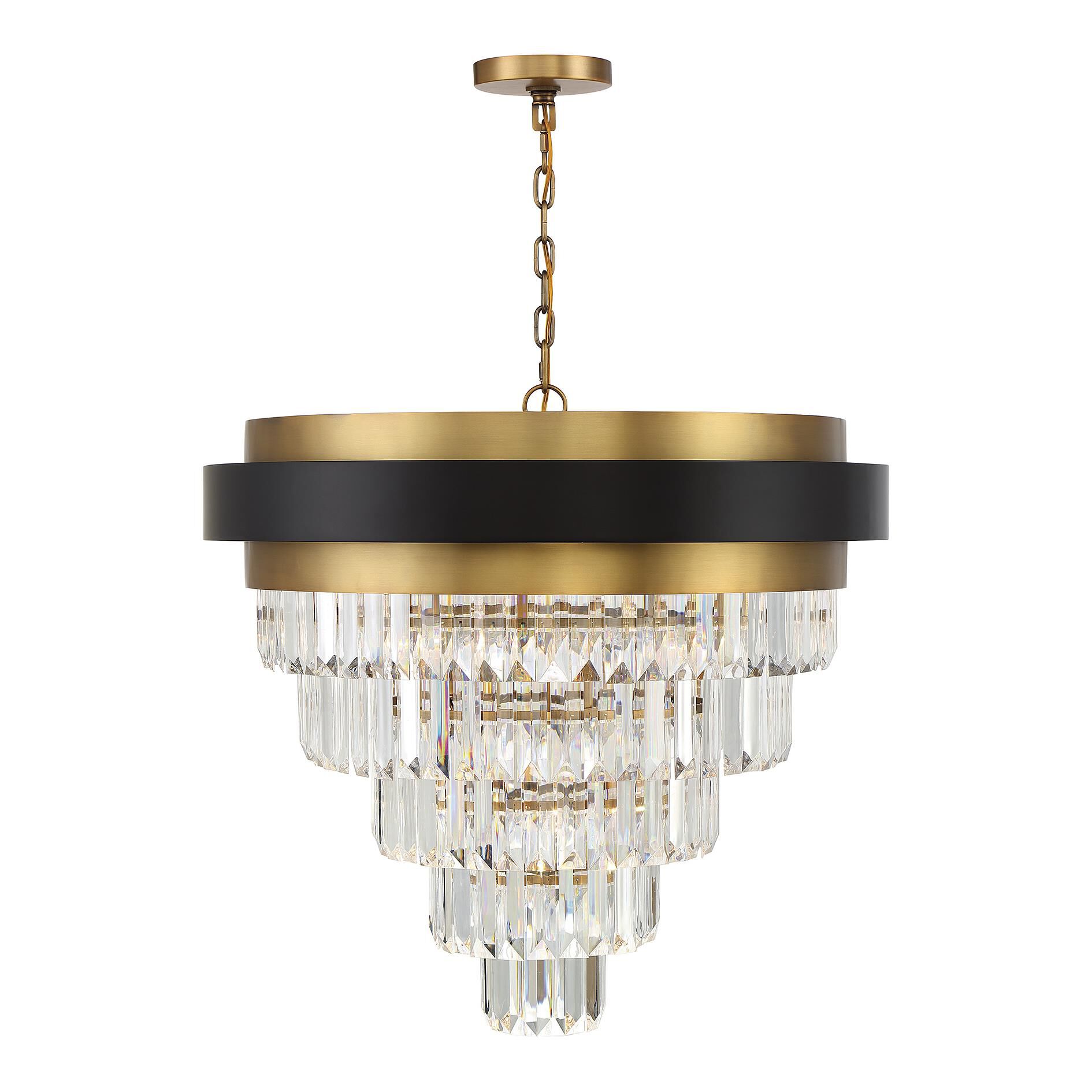 Shown in Matte Black With Warm Brass Accents finish and Optic Acrylic Elements shade