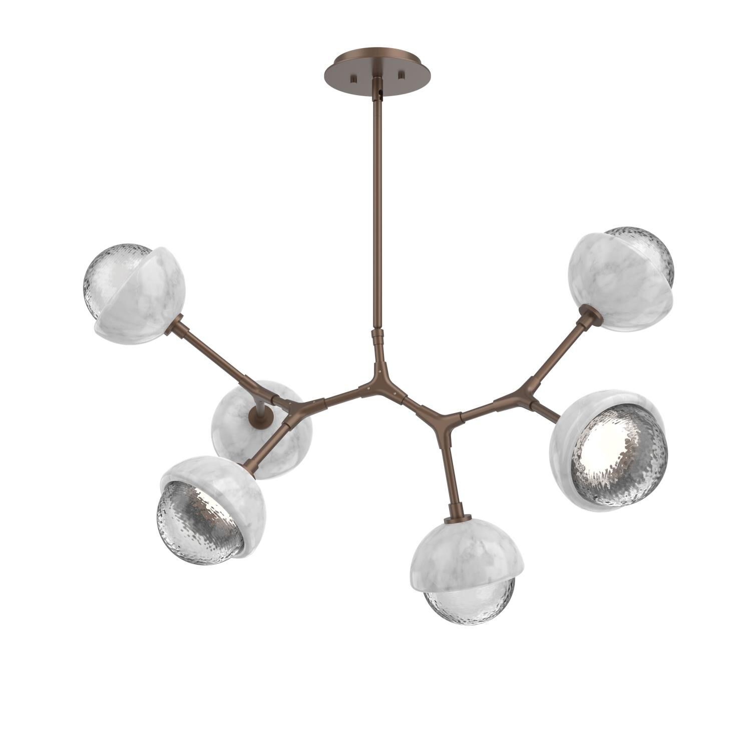 Shown in Burnished Bronze finish and Clear glass and White Marble accent