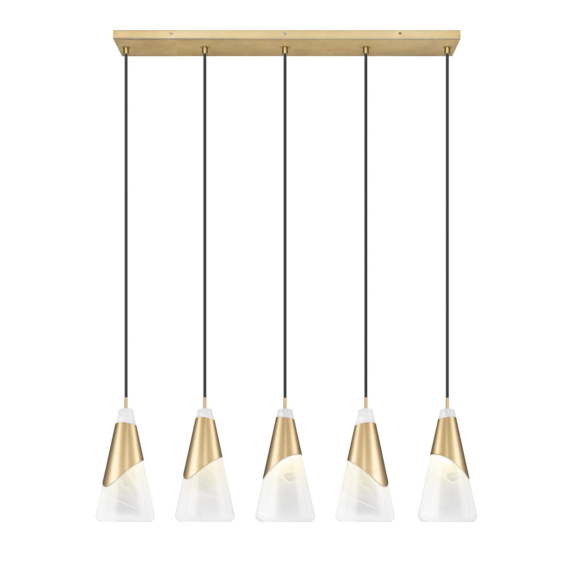 Shown in Modern Gold finish and White Swirl glass and White Swirl shade