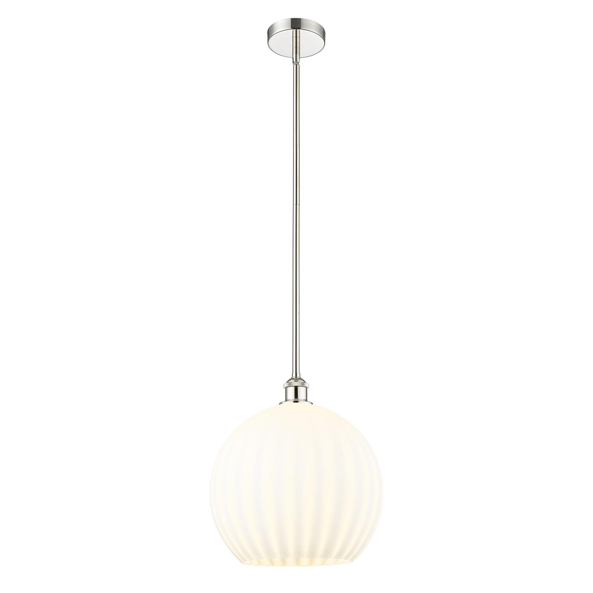 Shown in Polished Nickel finish and White Venetian glass