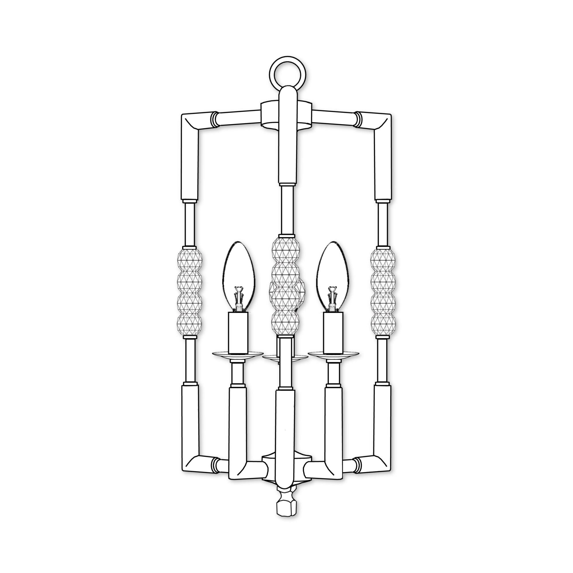 Magro 3 Light Mini Chandelier by American Brass and Crystal