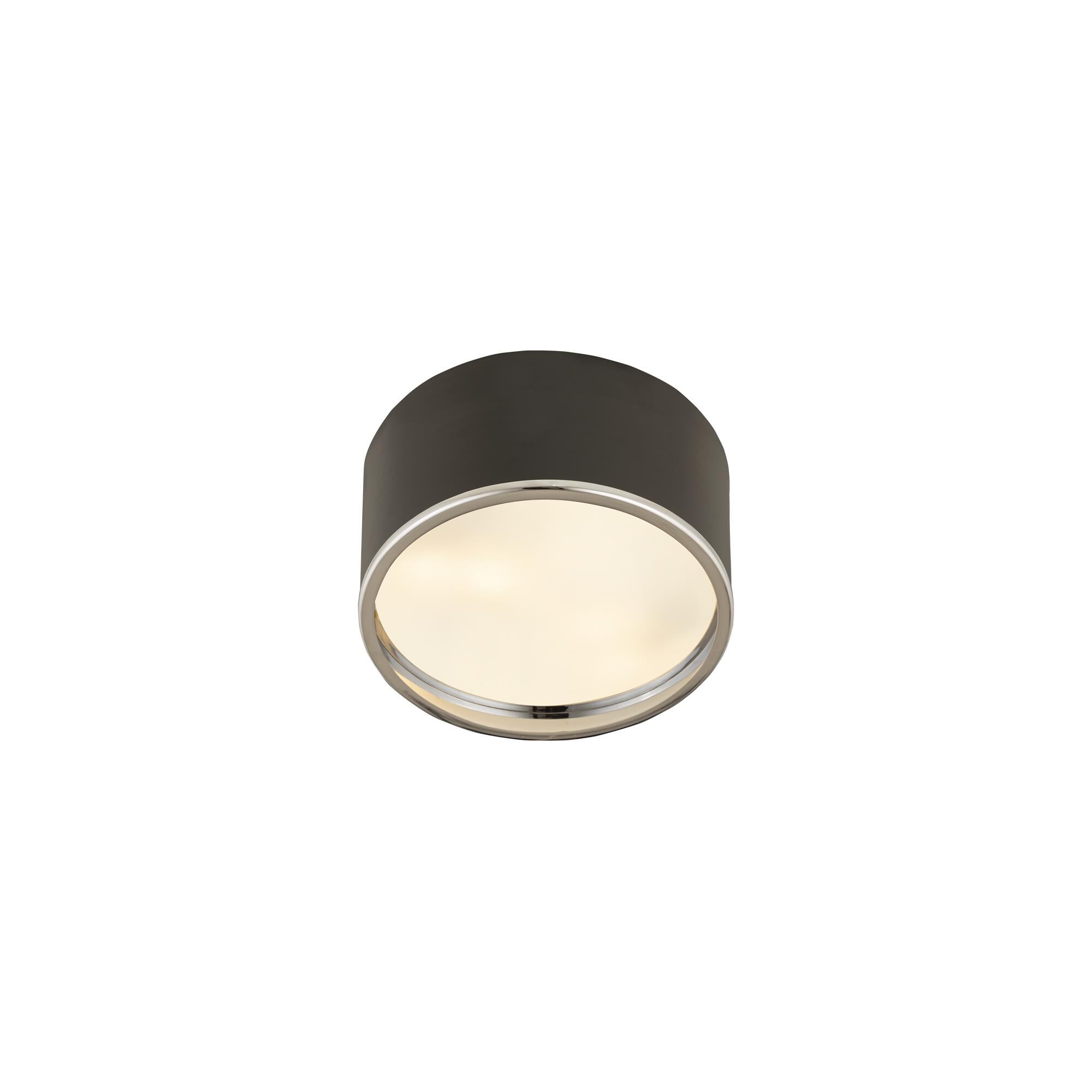 Shown in Matte Black And Chrome finish and Steel glass and Steel shade