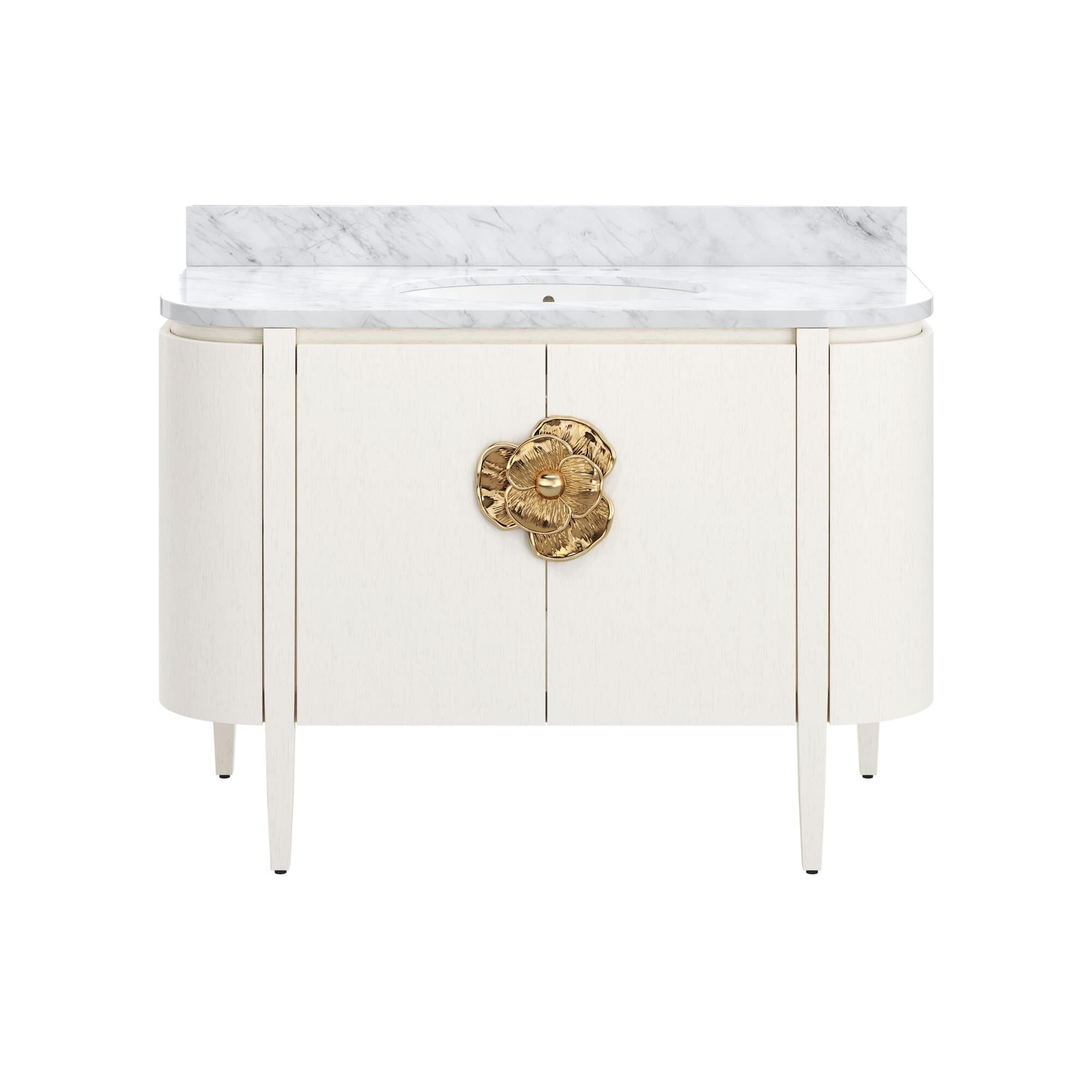 Shown in Cerused White, Natural, White, Polished Brass finish