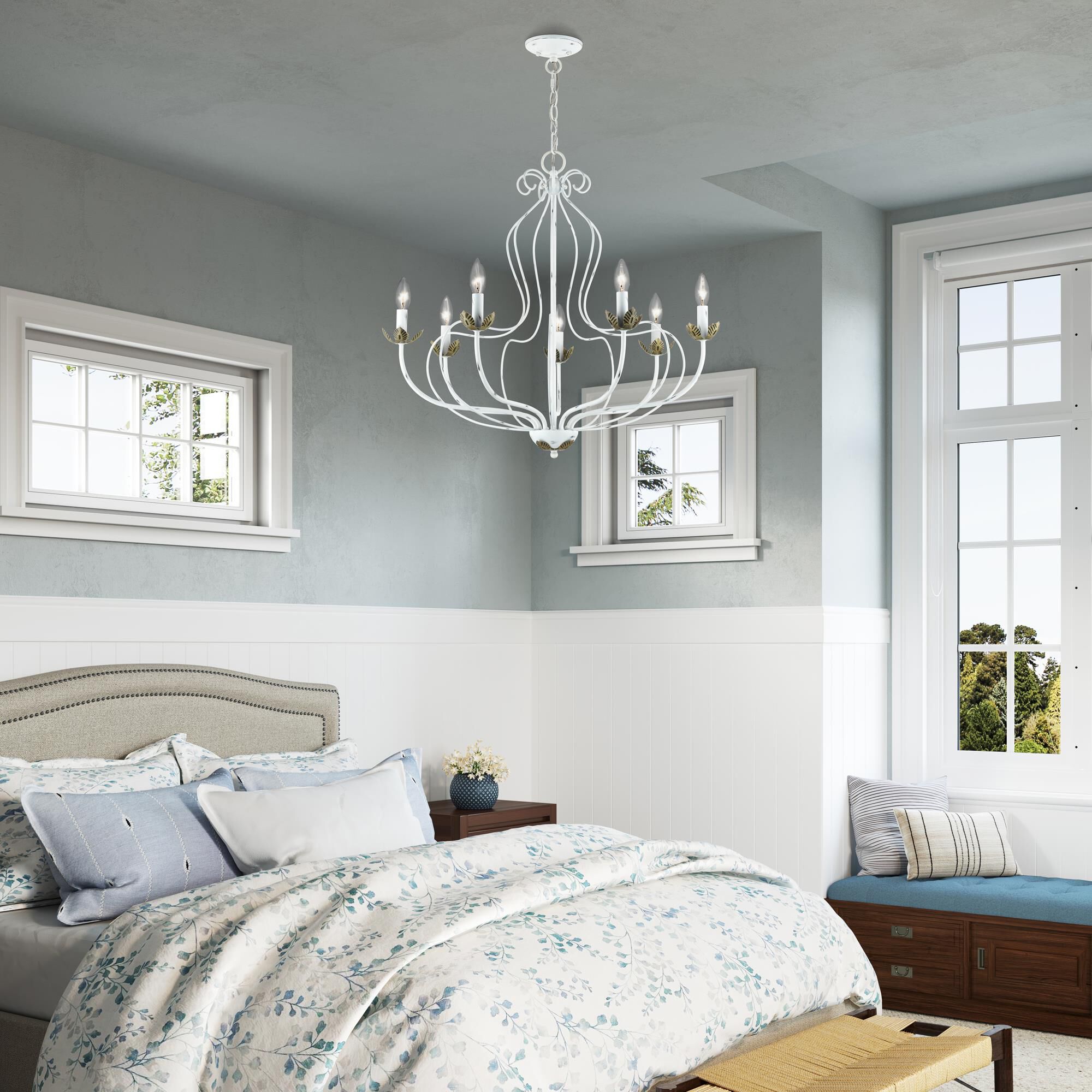 Shown in Antique White with Antique Brass Accents finish