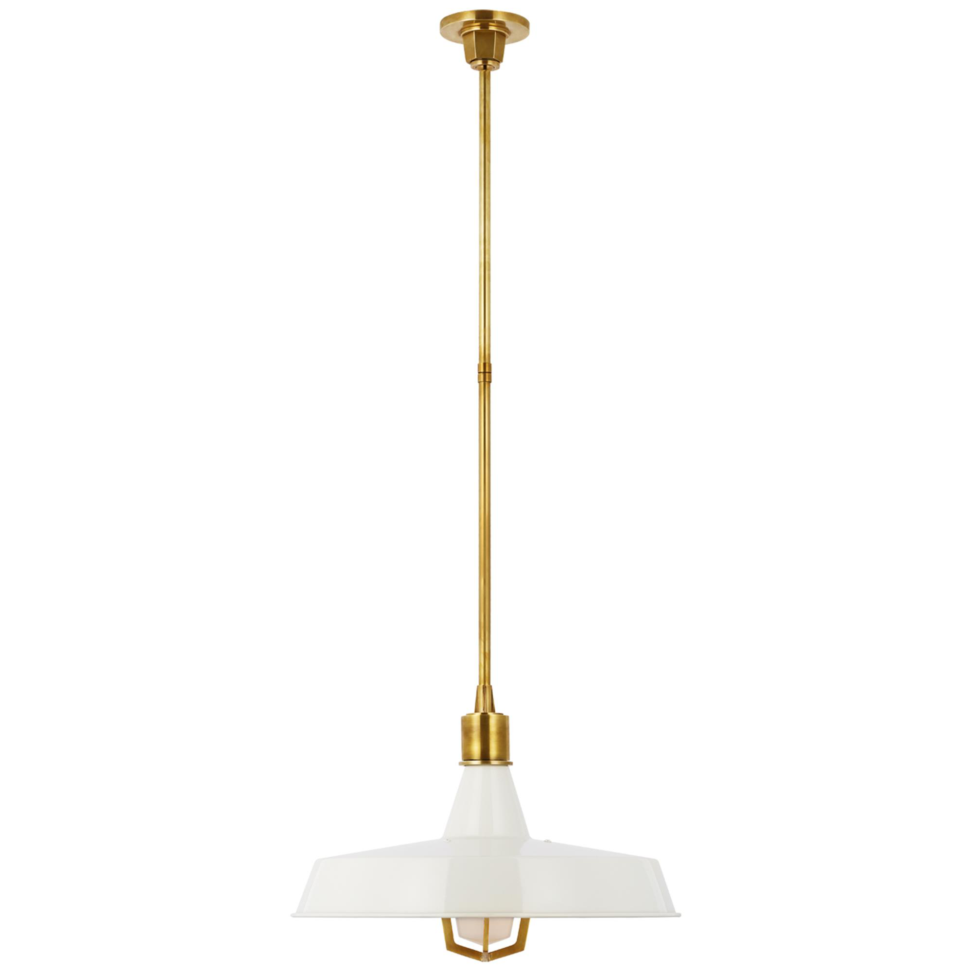 Shown in Hand-Rubbed Antique Brass finish and White shade