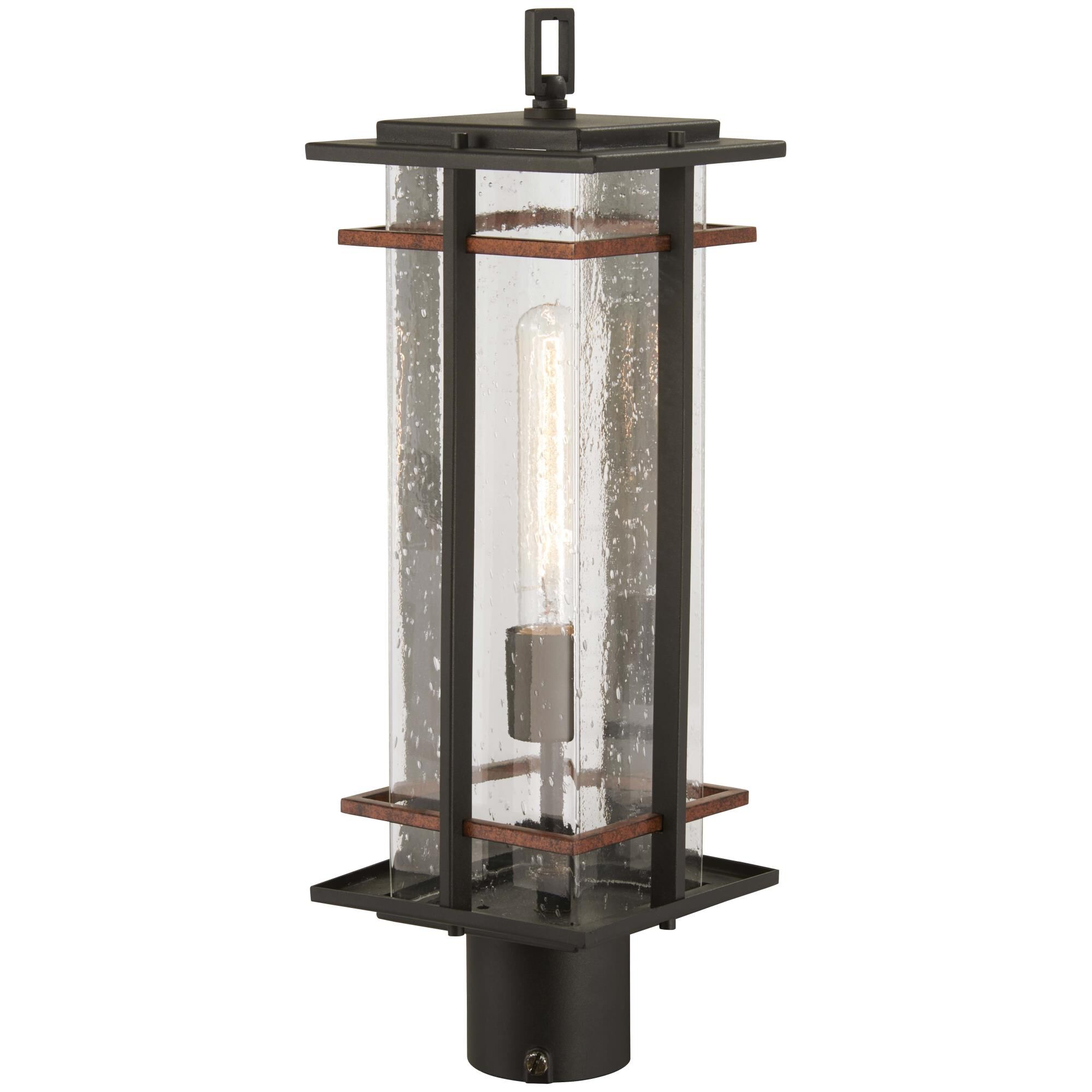 Shown in Black W/Antique Copper Accents finish and Clear Seeded glass