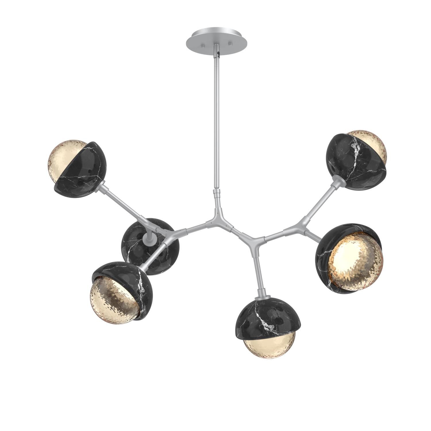 Shown in Classic Silver finish and Amber glass and Black Marble accent