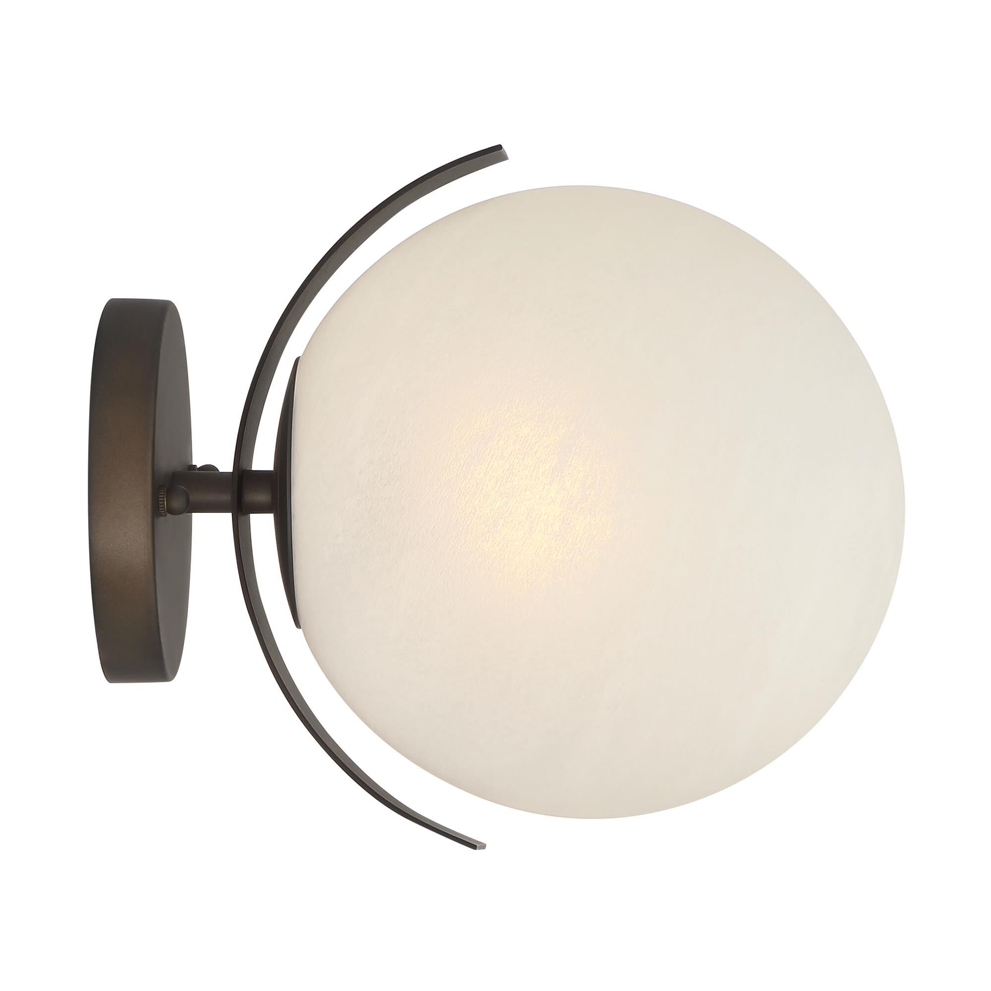 Shown in Dark Bronze finish and White Etched Alabaster glass