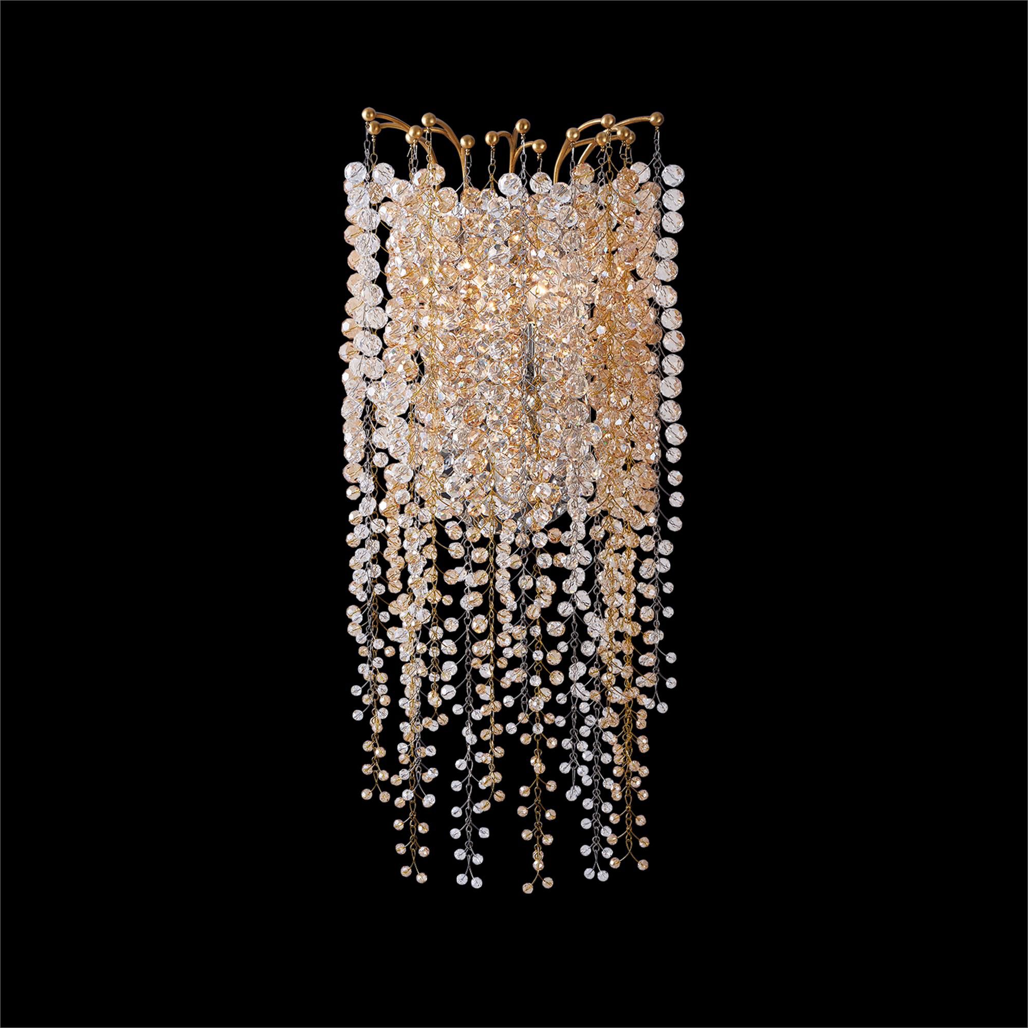 Shown in True Brass finish and Champagne Gold And Clear Firenze crystal