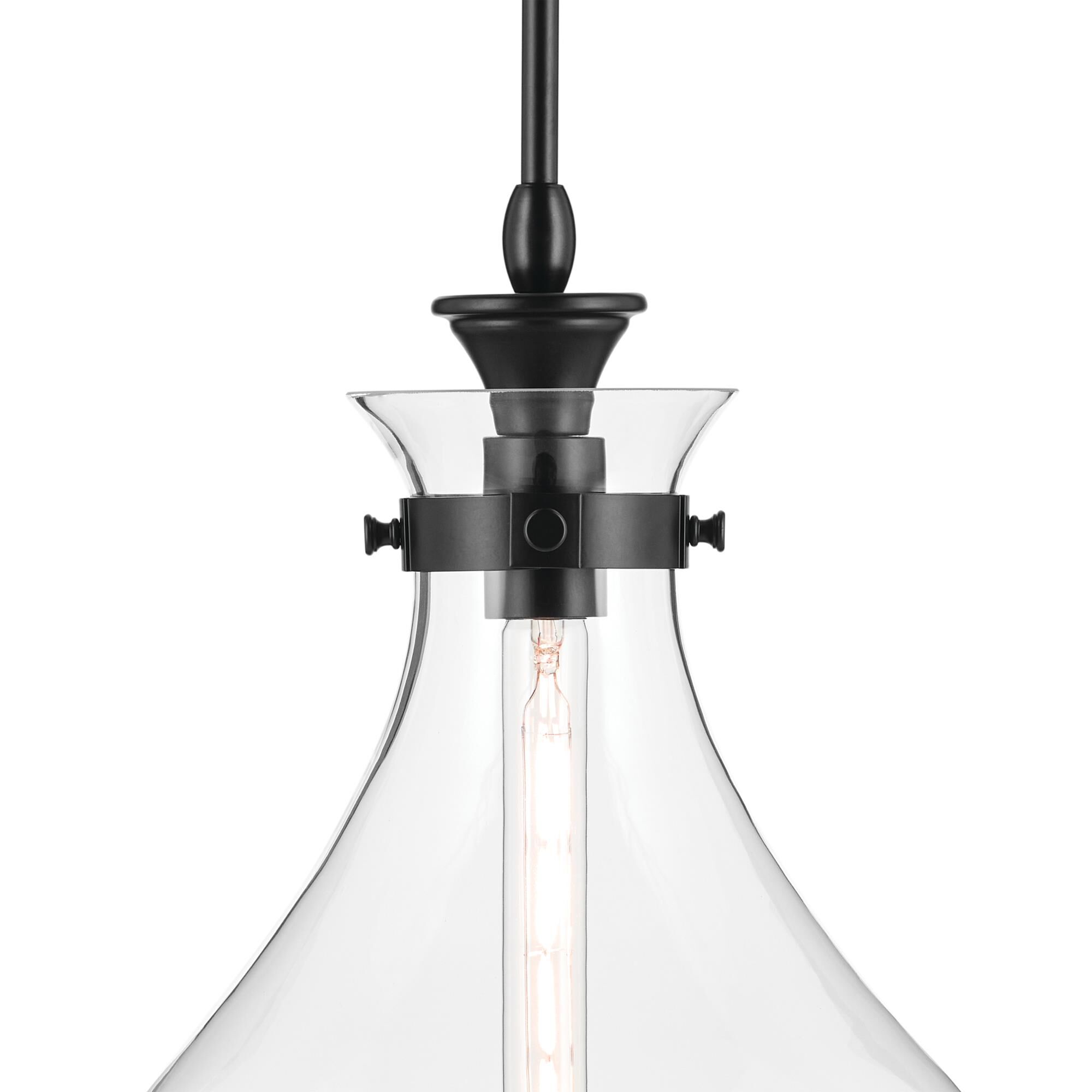 Shown in Black finish and Clear glass