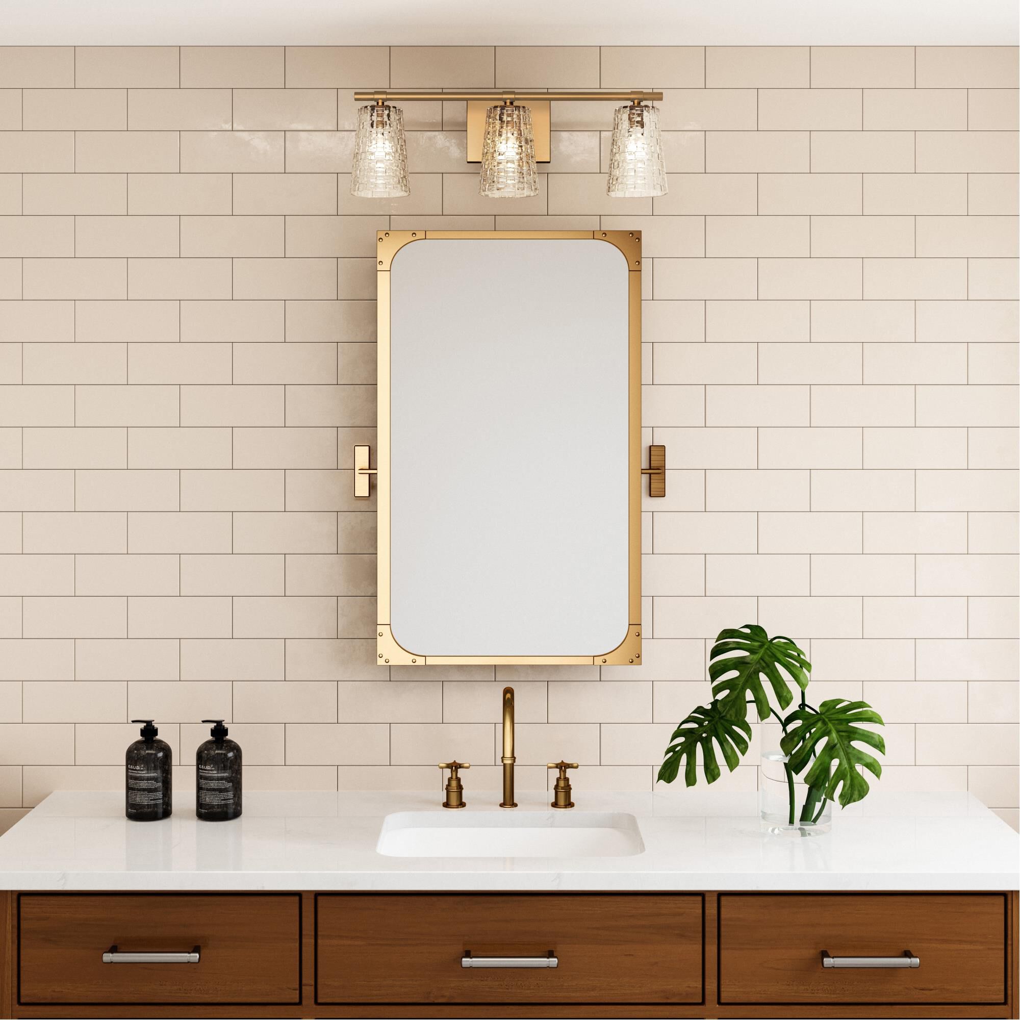 Shown in Gold finish and Clear Crystal Cut glass