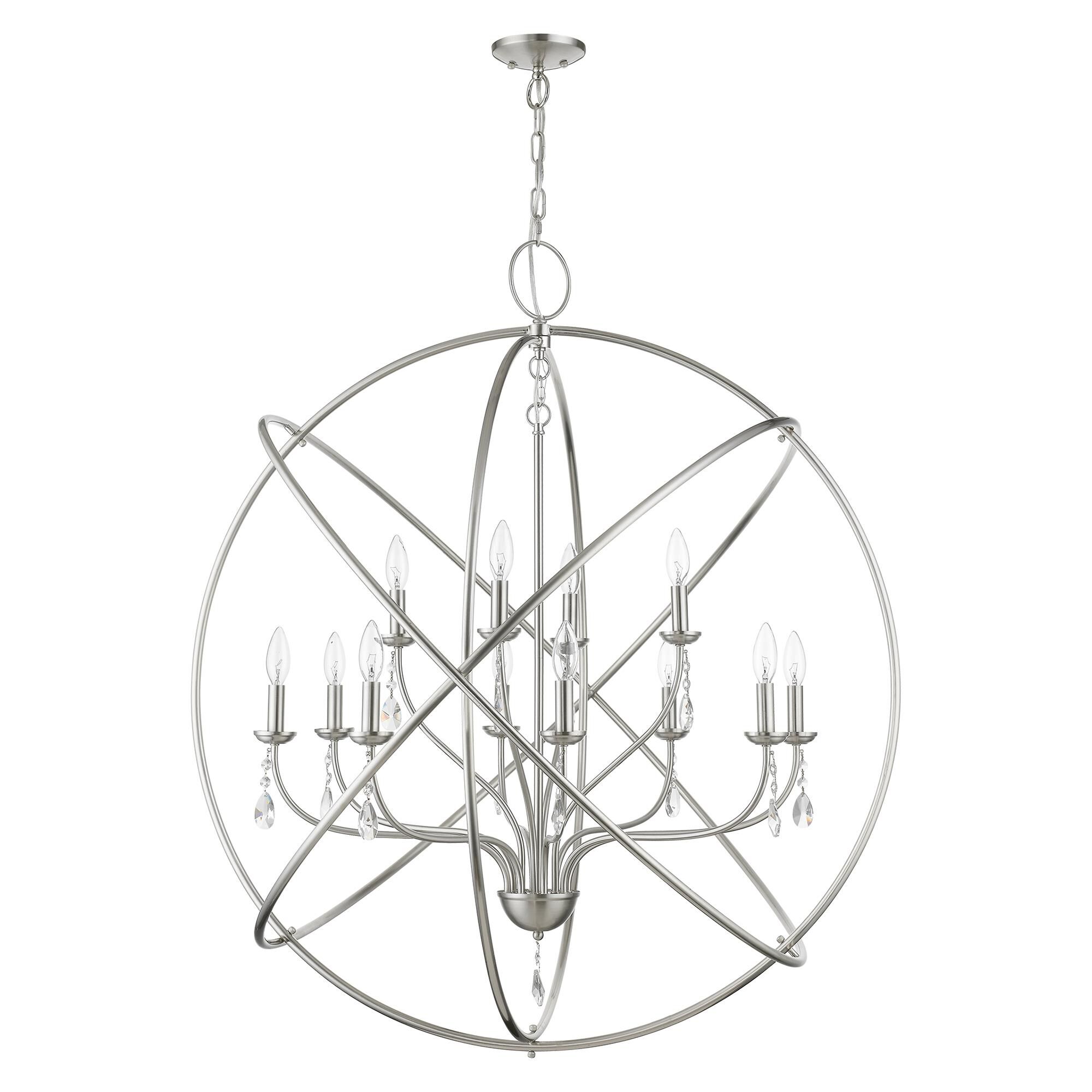 Shown in Brushed Nickel finish and Clear Crystals shade