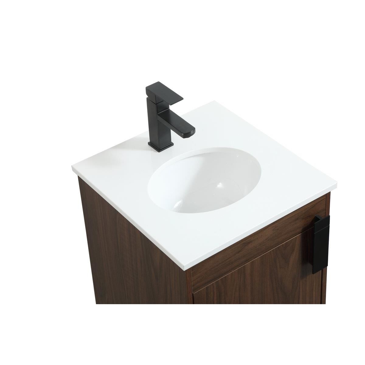 Shown in Walnut finish and Without Backsplash accent