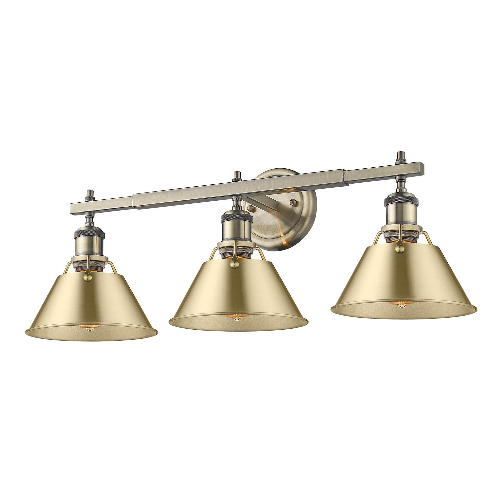 Shown in Aged Brass finish and Without Glass glass and Brushed Champagne Bronze shade