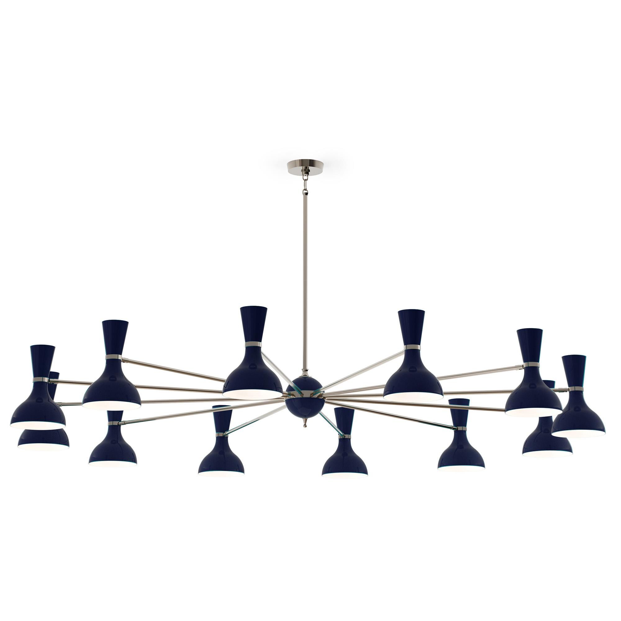 Shown in Polished Nickel finish and Midnight Blue shade