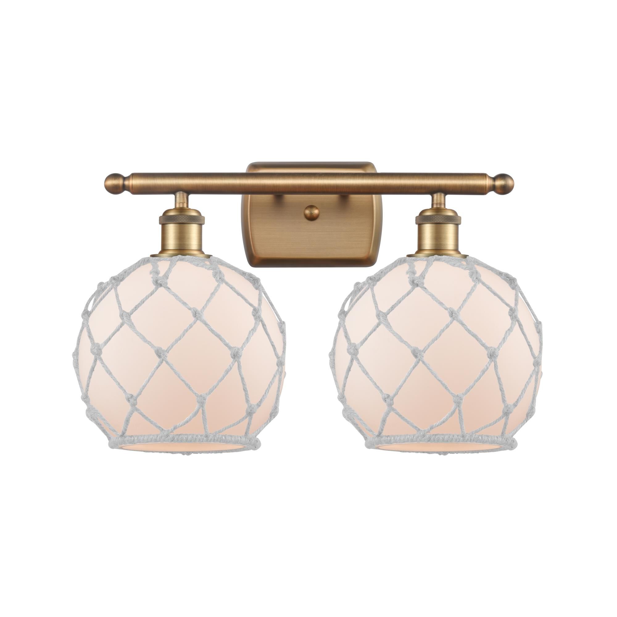 Shown in Brushed Brass finish and Sphere glass and Glass And Rope shade