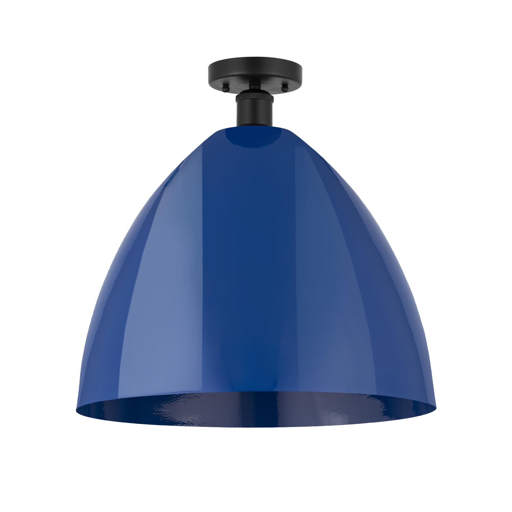 Shown in Matte Black and Blue finish and Blue Metal shade