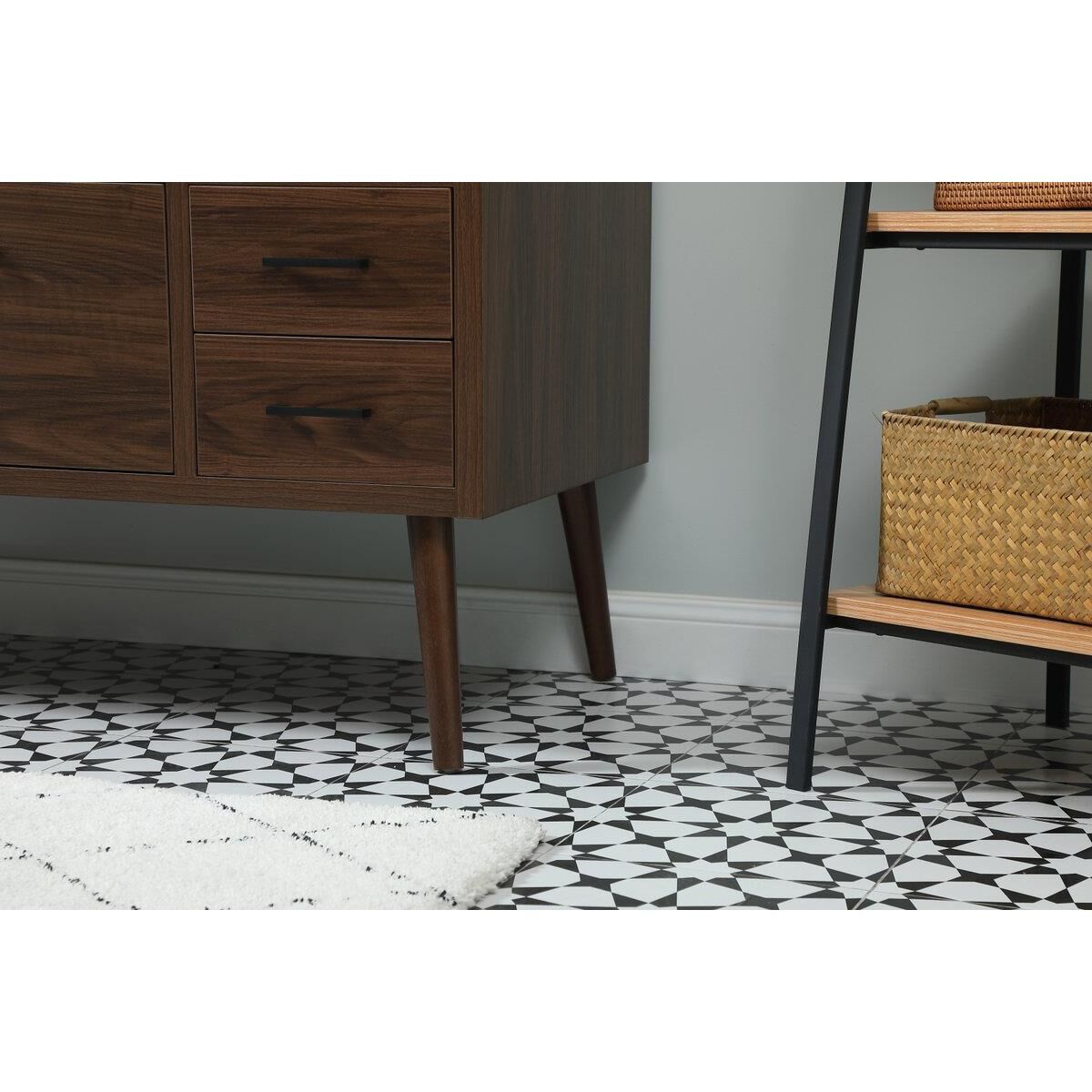 Shown in Walnut finish and Without Backsplash accent