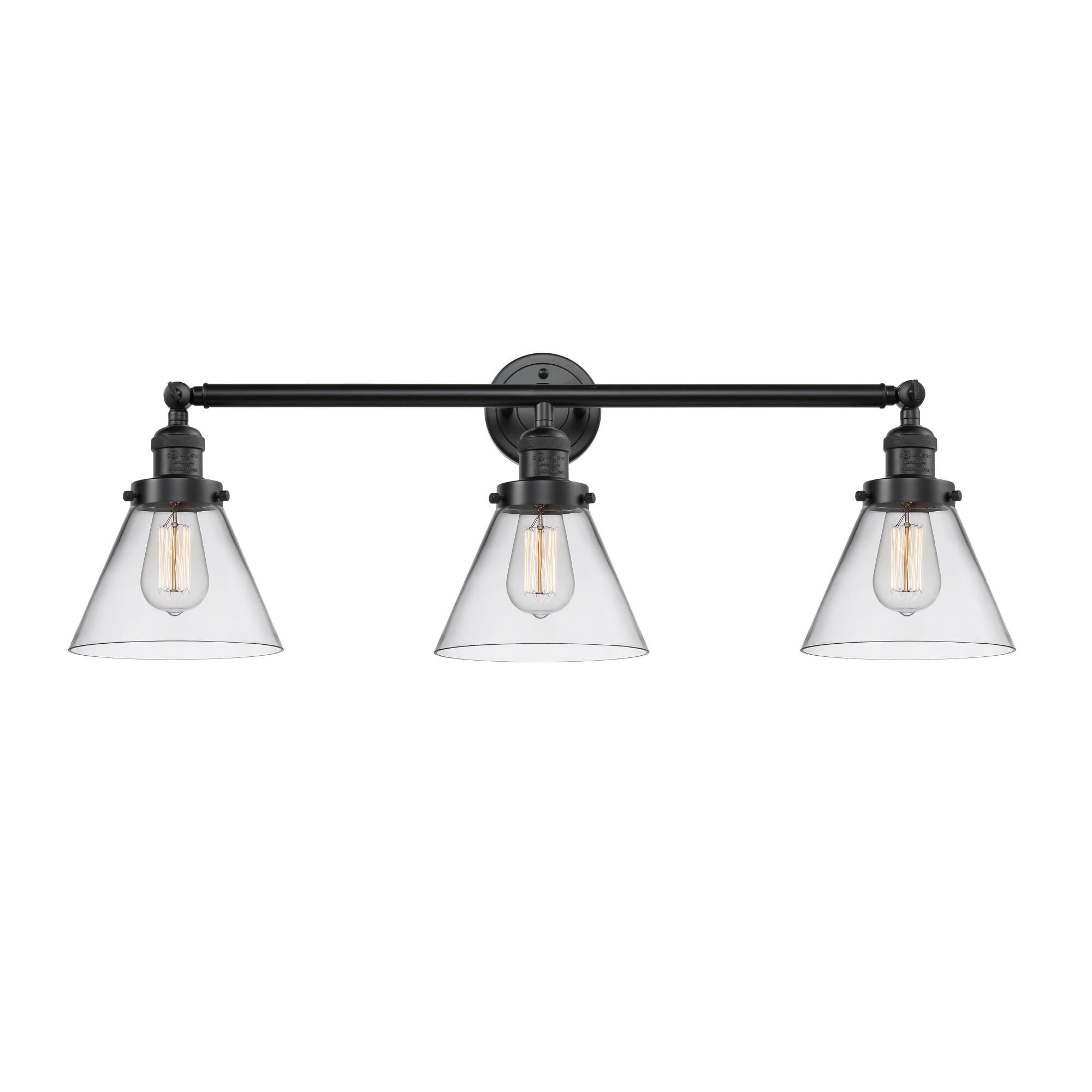 Bruno Marashlian Large Cone 32 Inch 3 Light Bath Vanity Light by Innovations Lighting