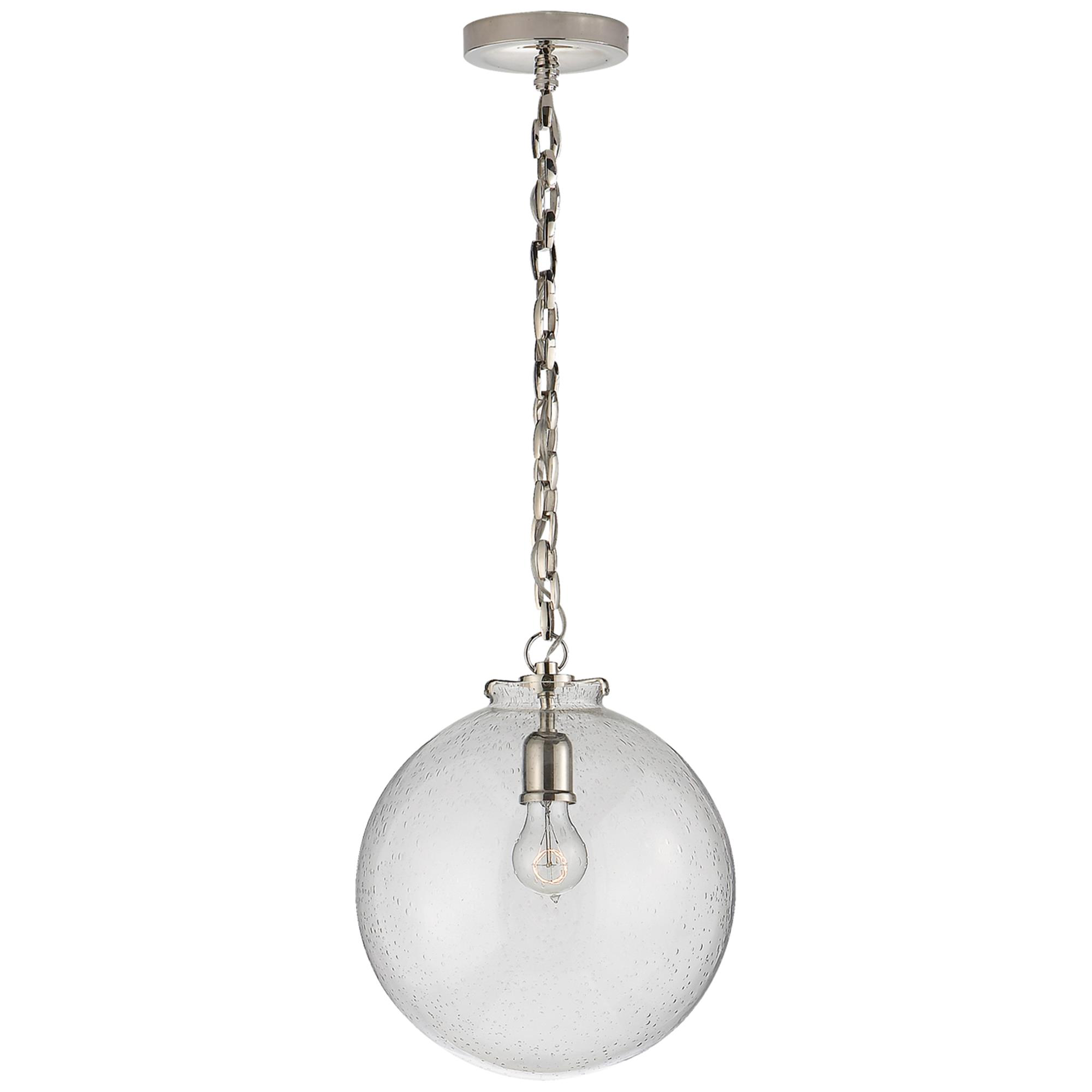Shown in Polished Nickel finish and Seeded glass